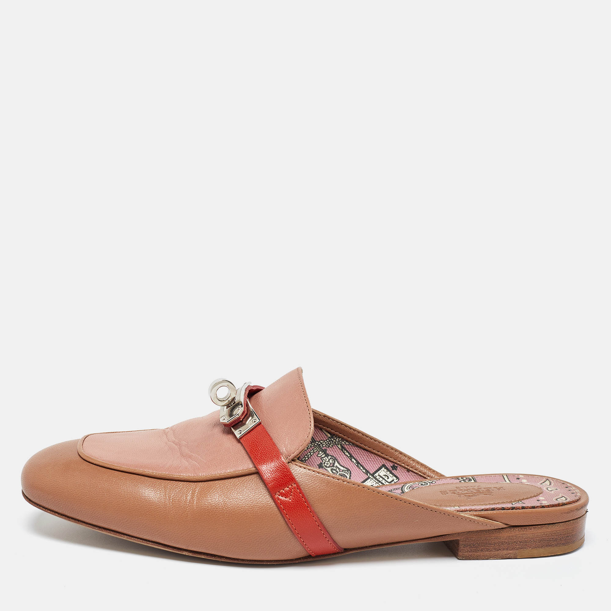 

Hermes Multicolor Leather Oz Flat Mules Size