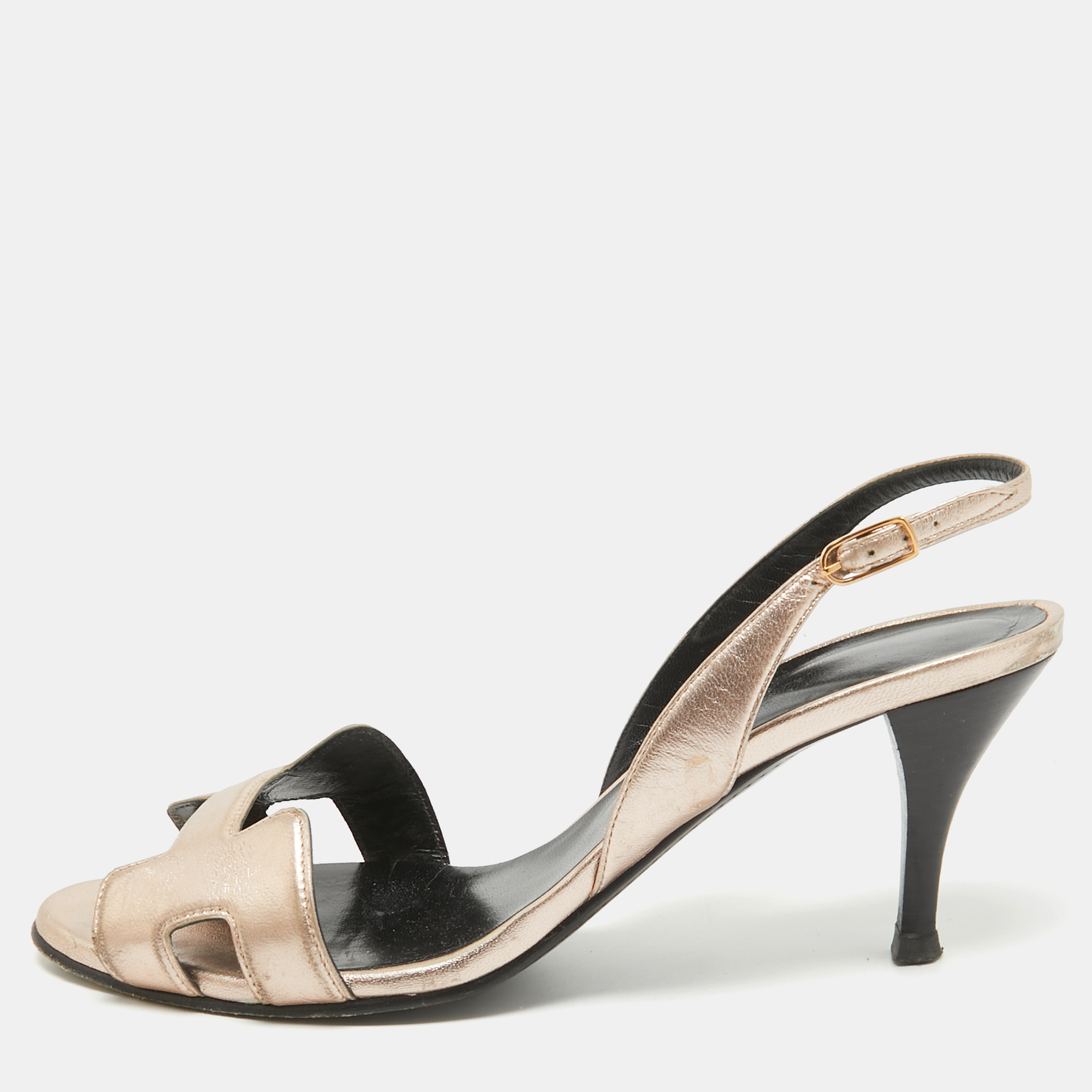 

Hermes Metallic Leather Night Sandals Size