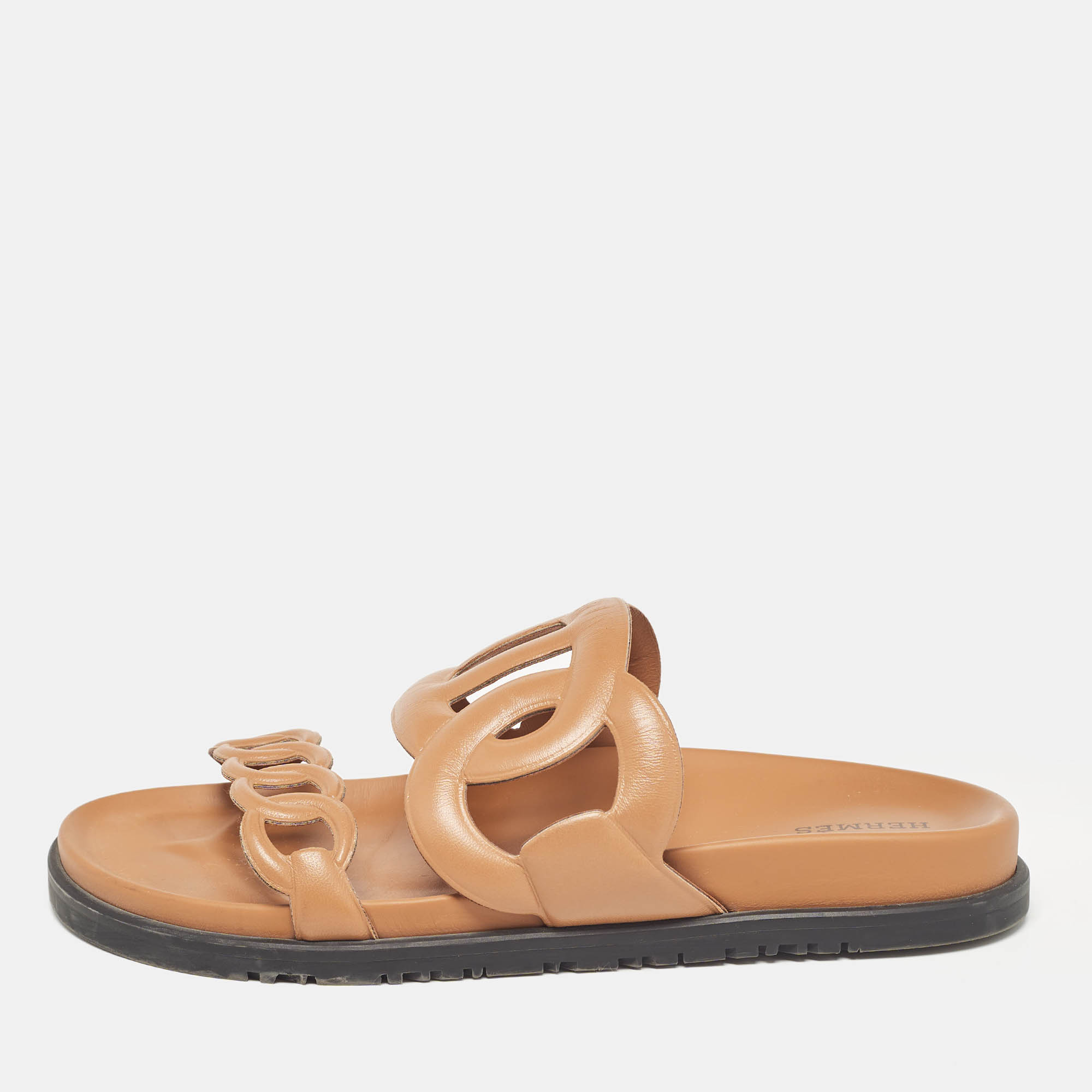 

Hermes Brown Leather Extra Sandals Size