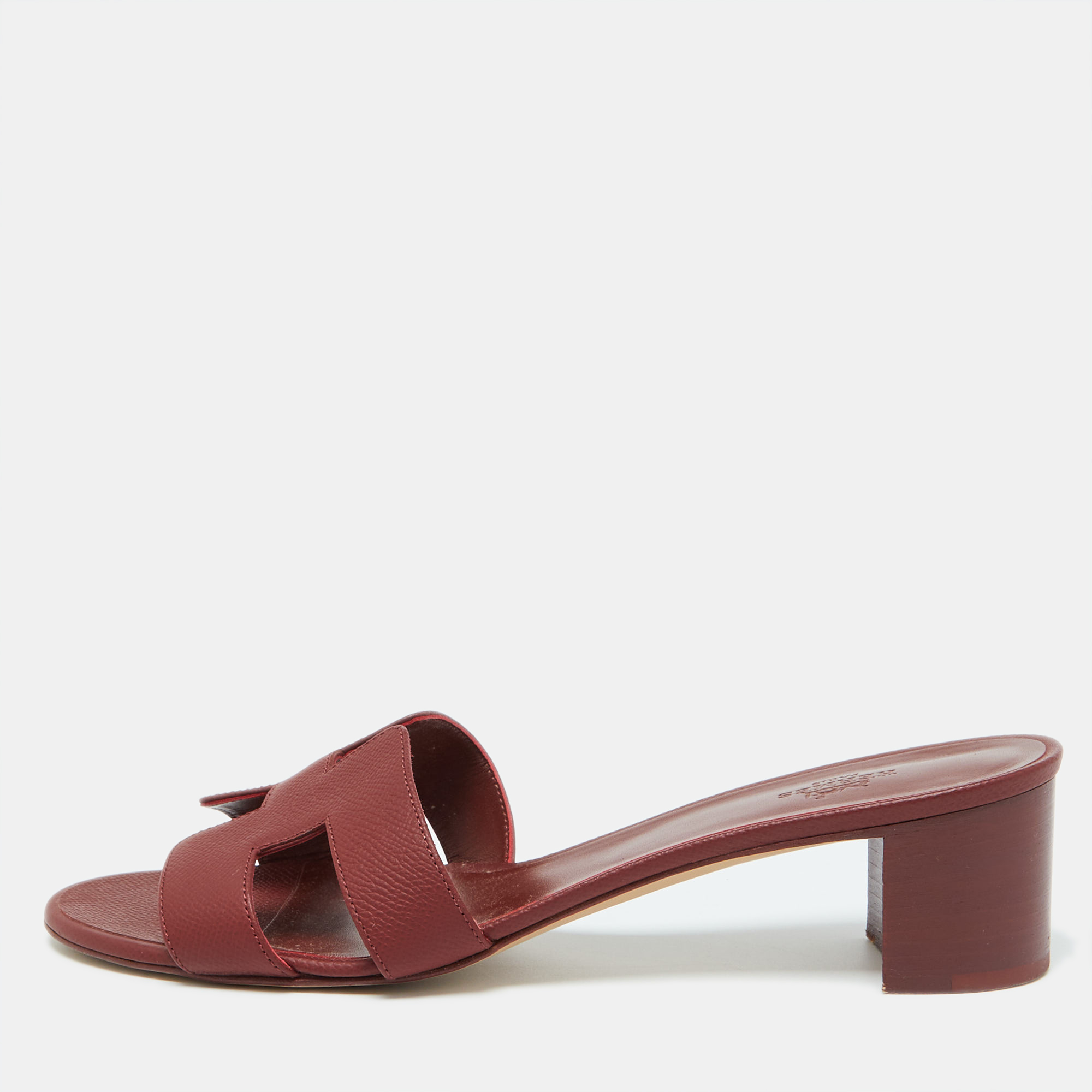 

Hermes Red Leather Oasis Slide Sandals Size