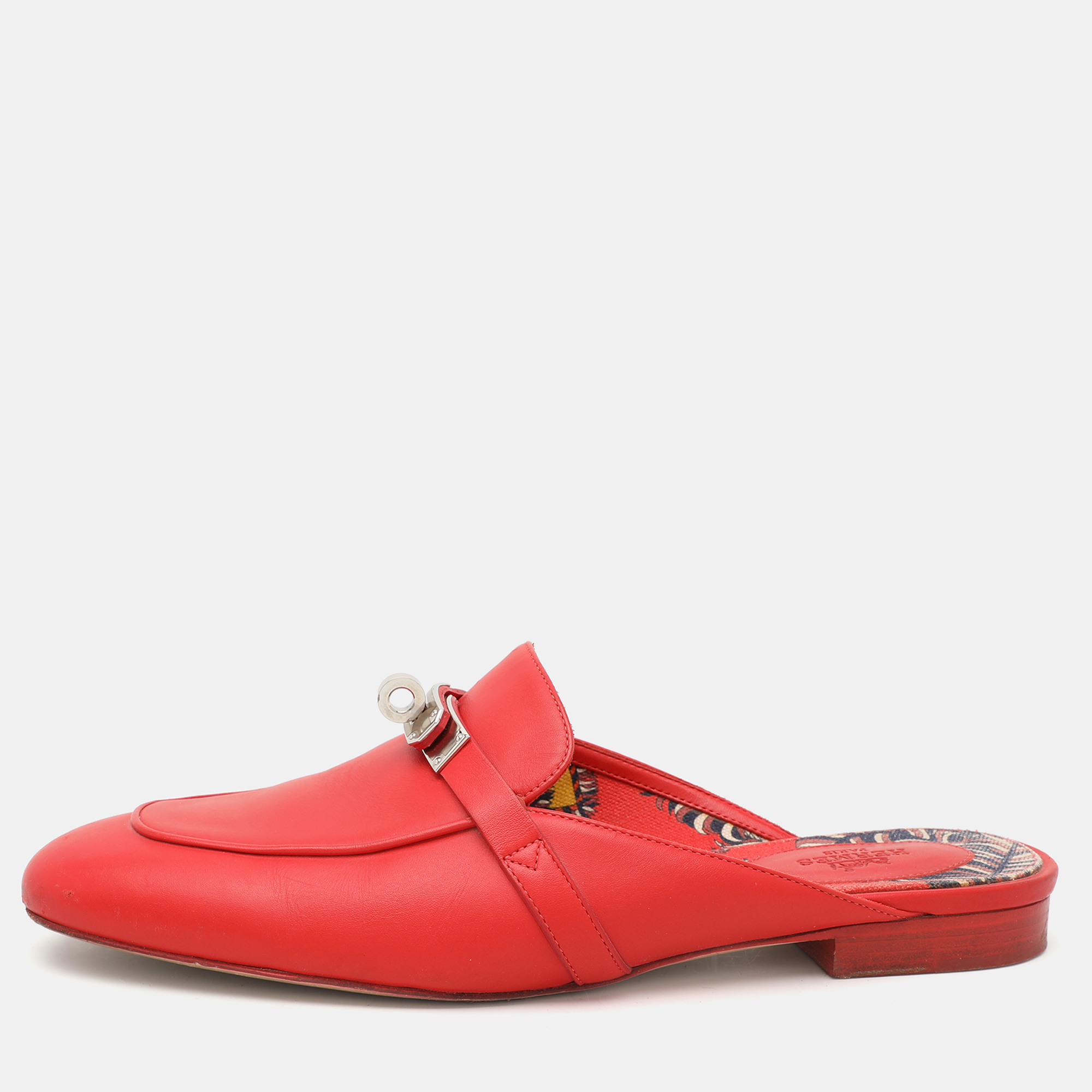 

Hermes Red Leather Oz Mules Size