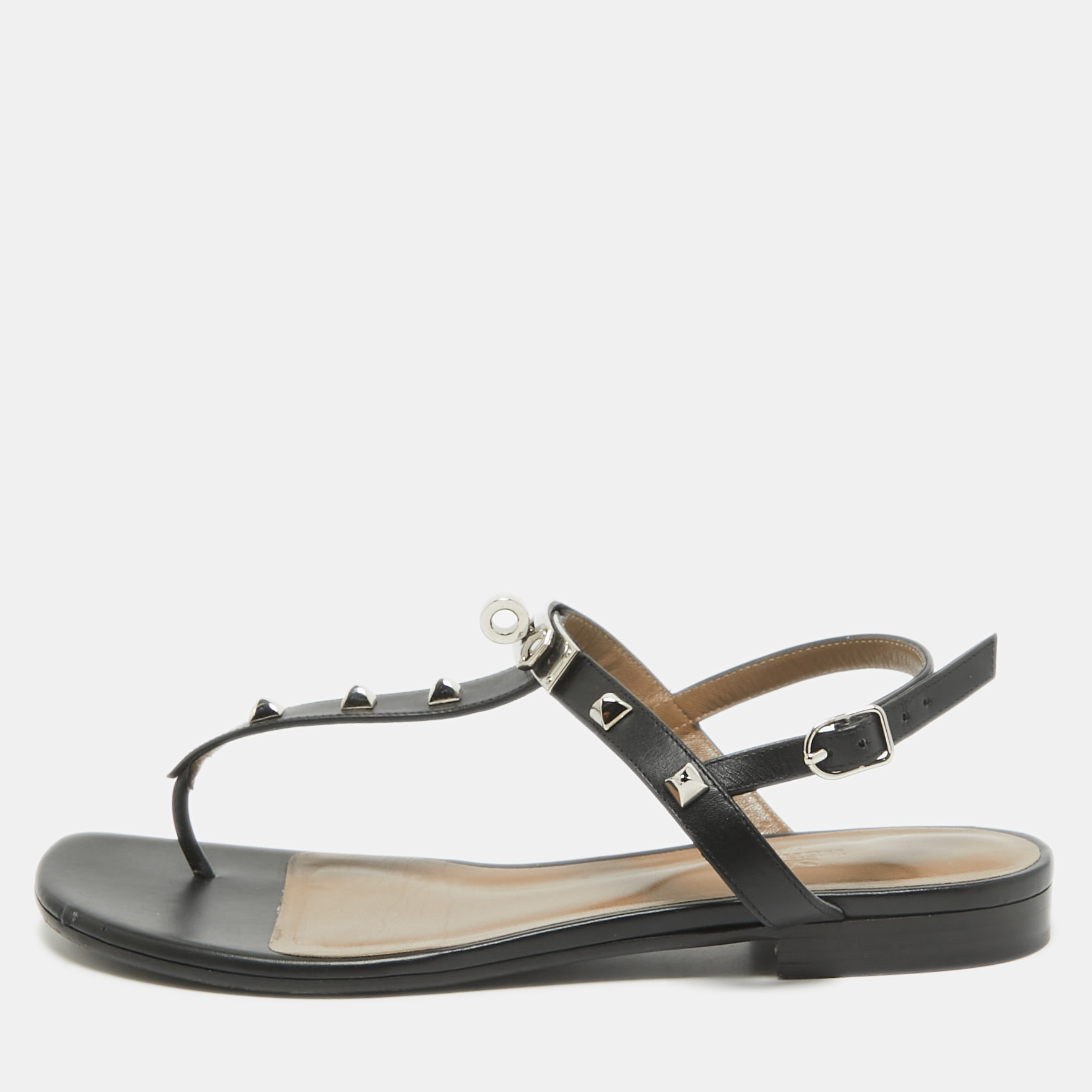 

Hermes Black Leather Ankle Strap Sandals