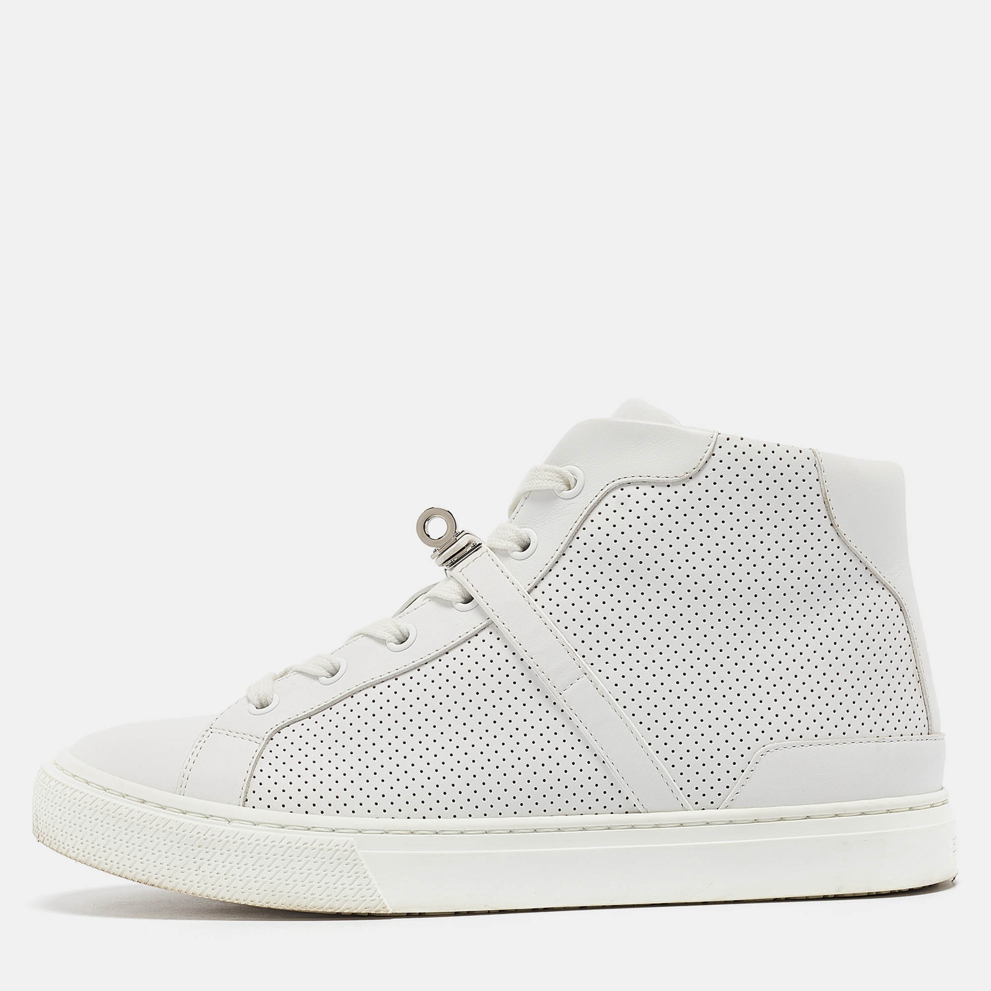 

Hermes White Leather Daydream High Top Sneakers Size