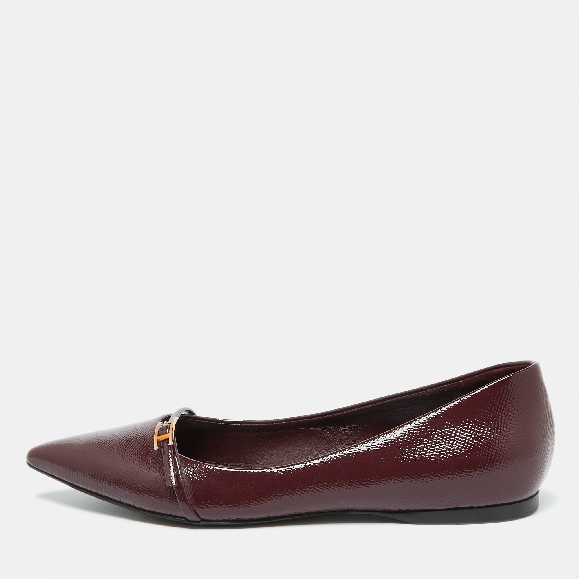 

Hermes Burgundy Patent Leather Laura Ballet Flats Size