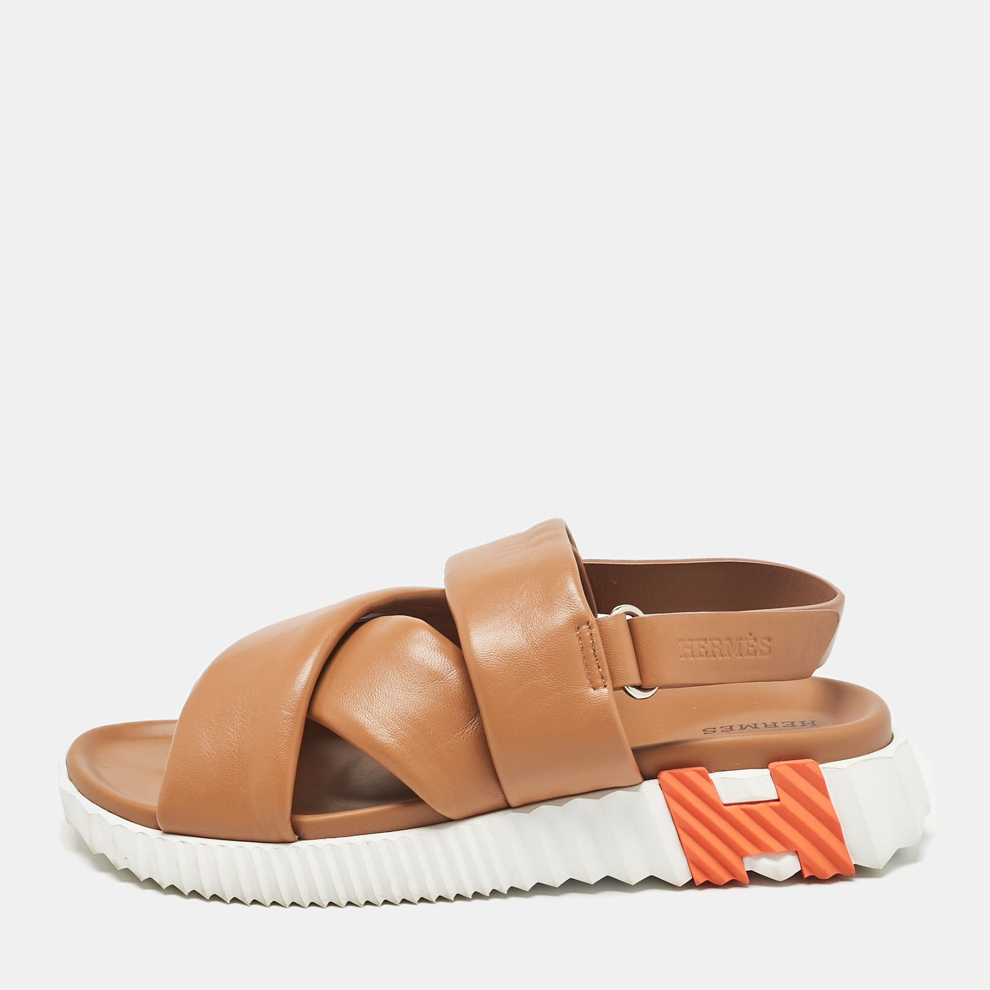 

Hermes Brown Leather Electric Ankle Strap Sandals Size