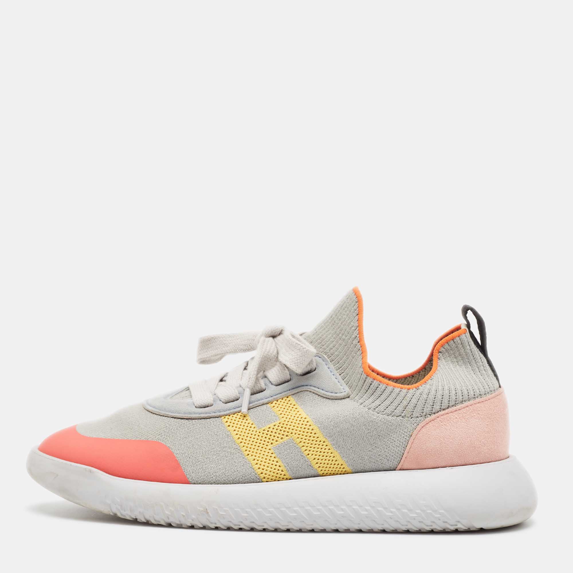 

Hermes Multicolor Suede and Fabric Crew Lace Up Sneakers Size