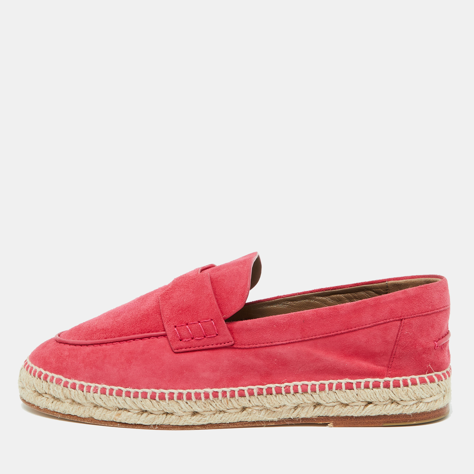 

Hermes Hot Pink Suede Trip Espadrille Flats Size