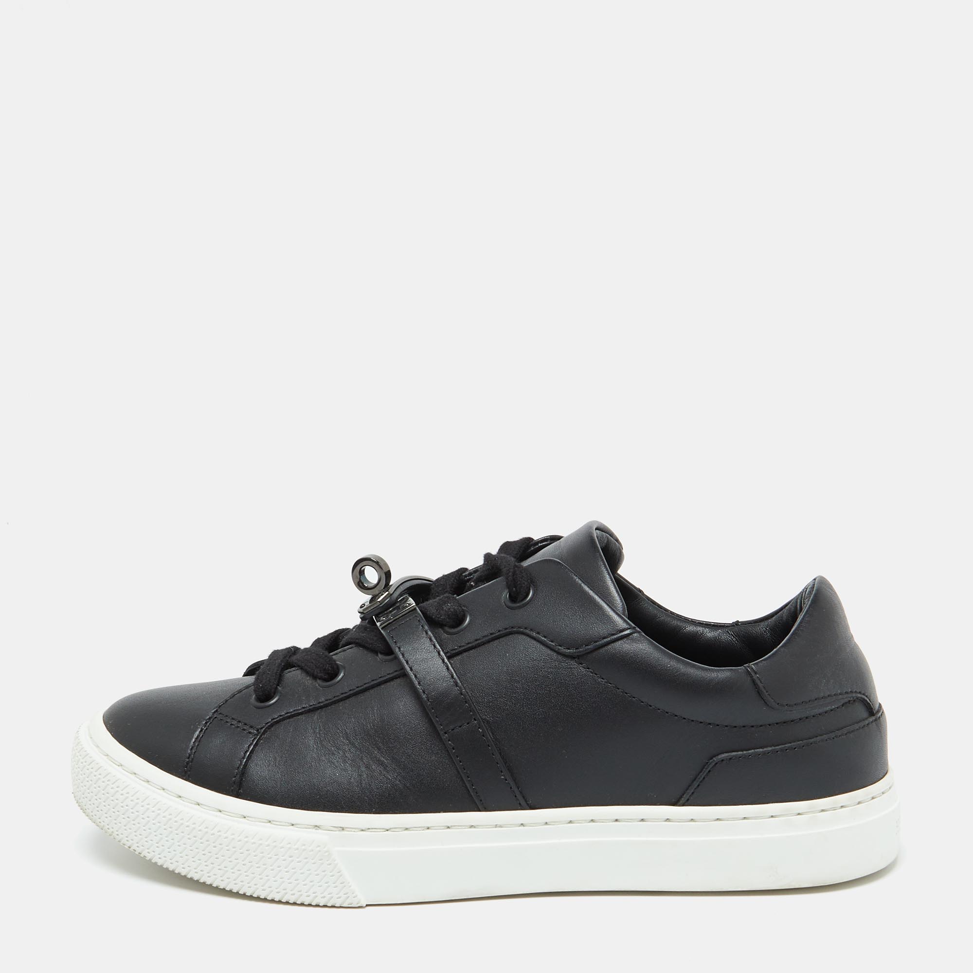 

Hermes Black Leather Day Low Top Sneakers Size