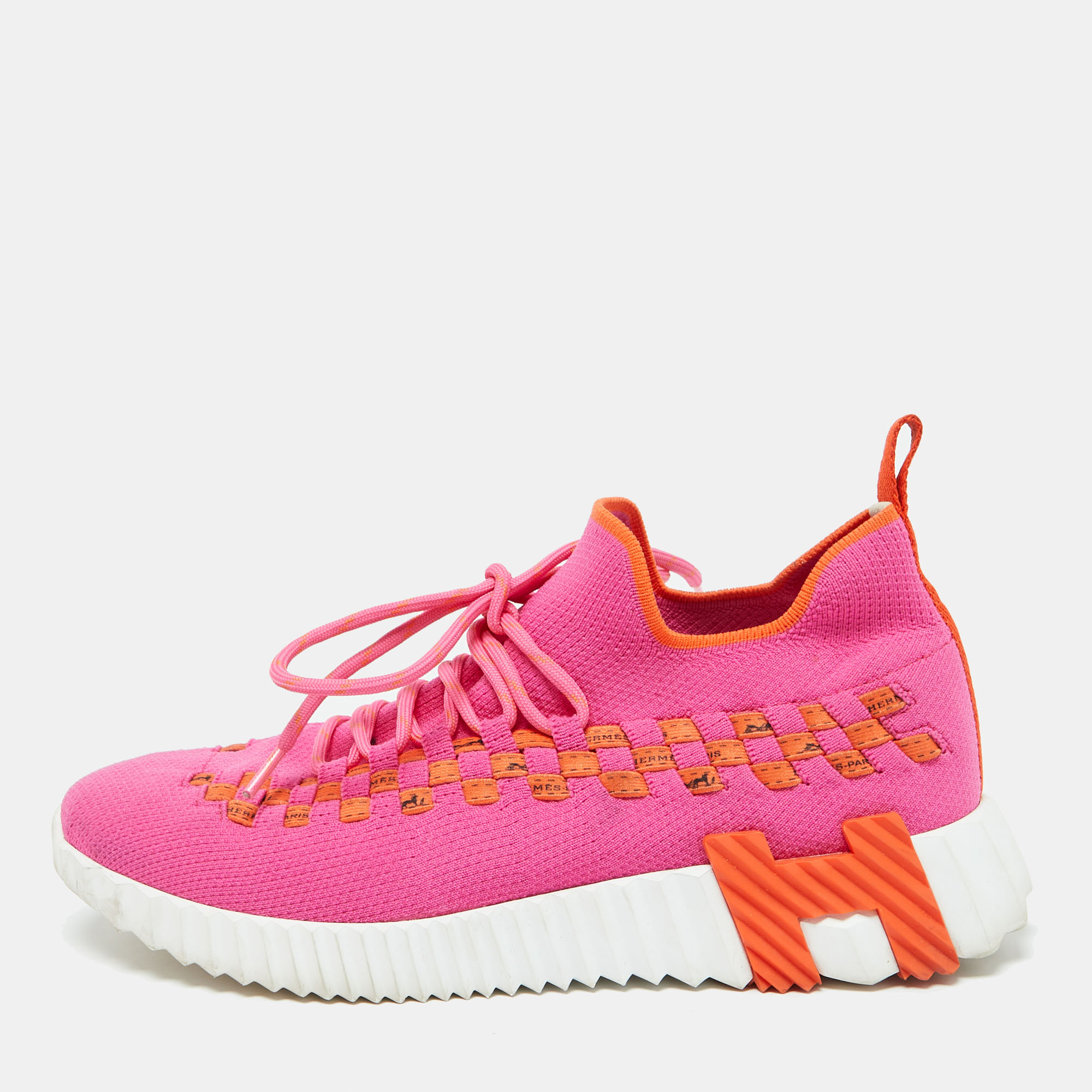 

Hermes Pink Knit Fabric Flex Low Top Sneakers Size