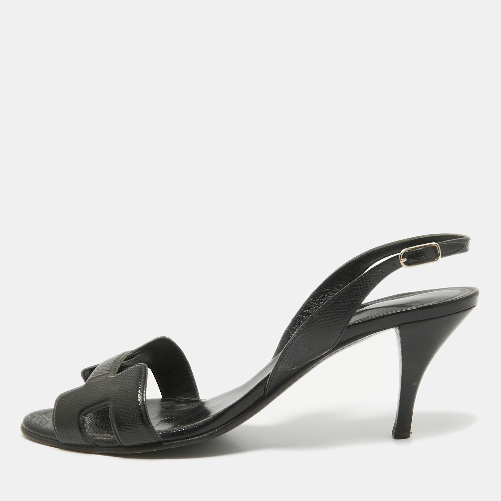 

Hermes Black Leather Night Slingback Sandals Size