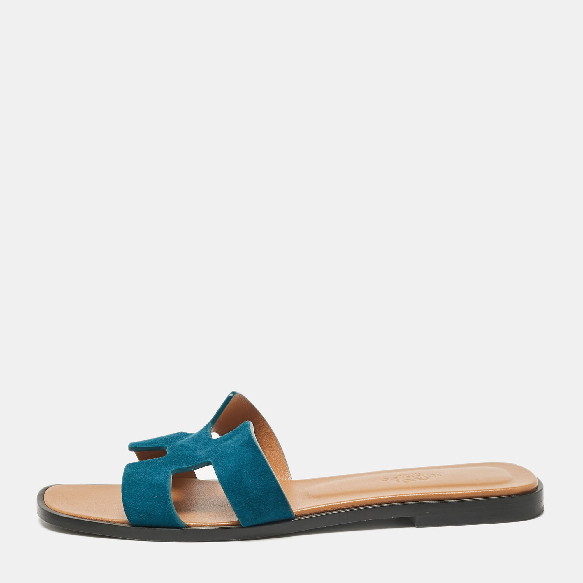 

Hermes Green Suede Oran Flat Slides Size