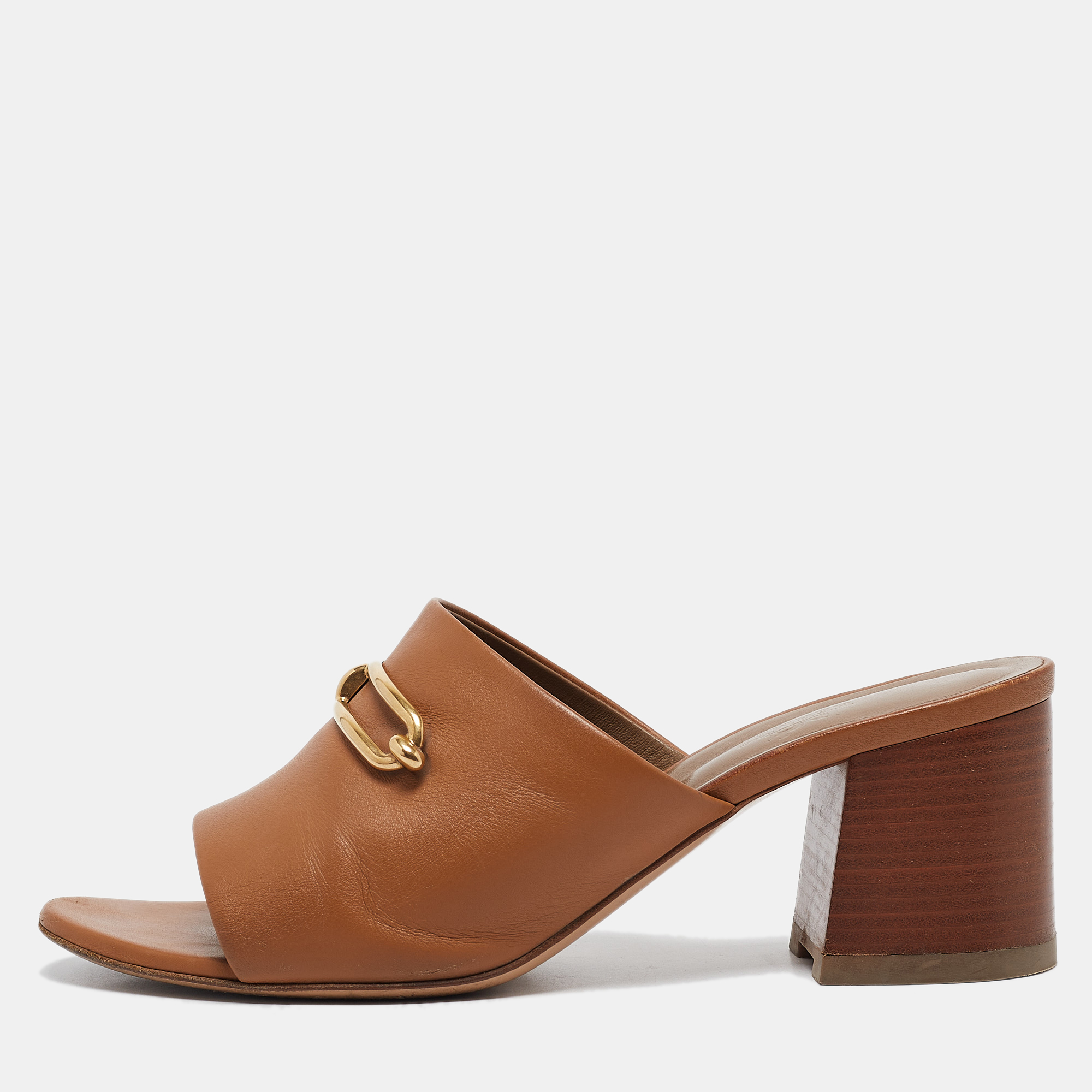 

Hermes Brown Leather Camilla Slide Sandals Size