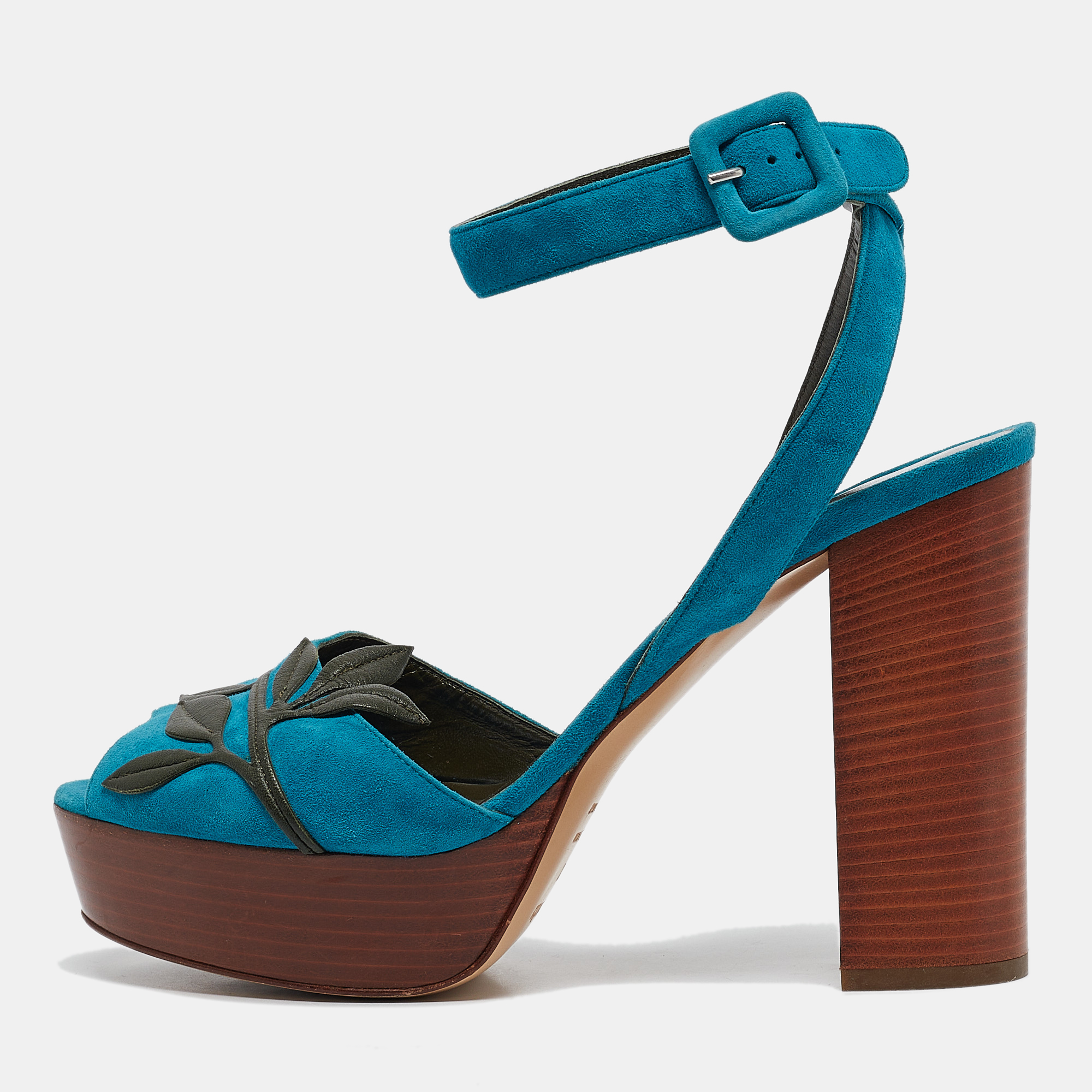 

Hermes Blue Suede Ankle Strap Sandals Size