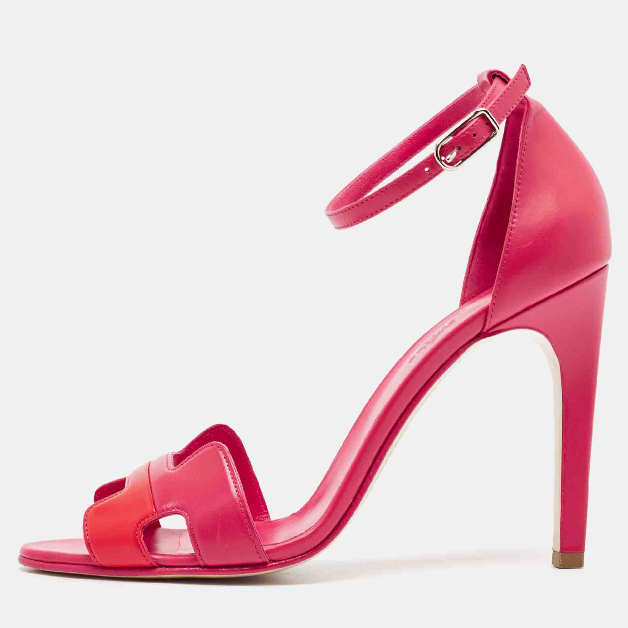 

Hermes Pink/Red Leather Premiere Sandals Size