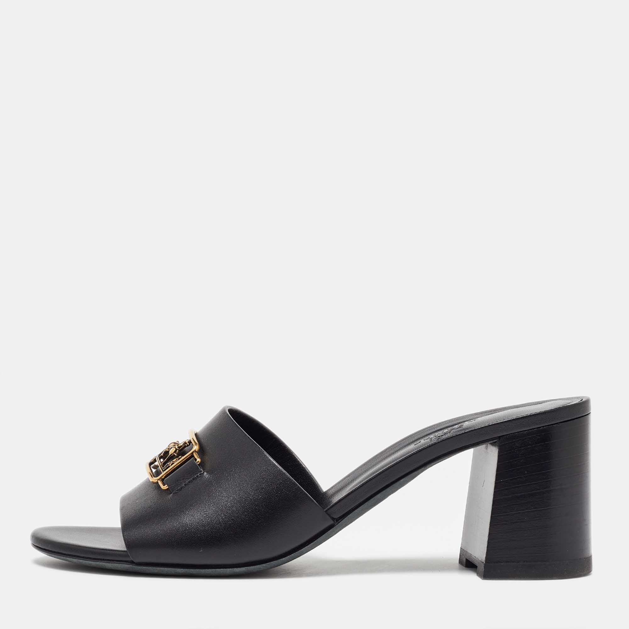 

Hermes Black Leather Bastille Sandals Size