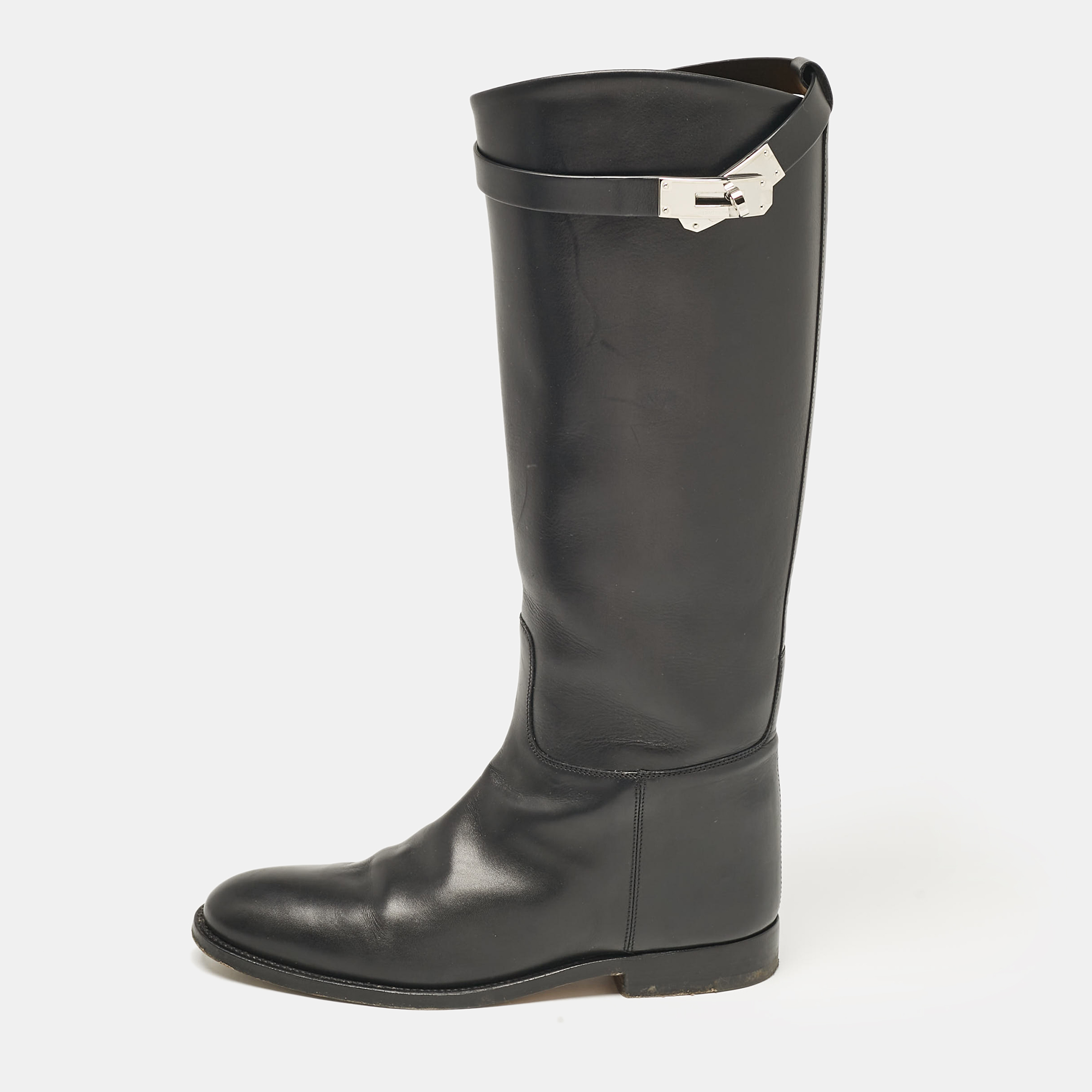 

Hermes Black Leather Jumping Knee Length Boots Size