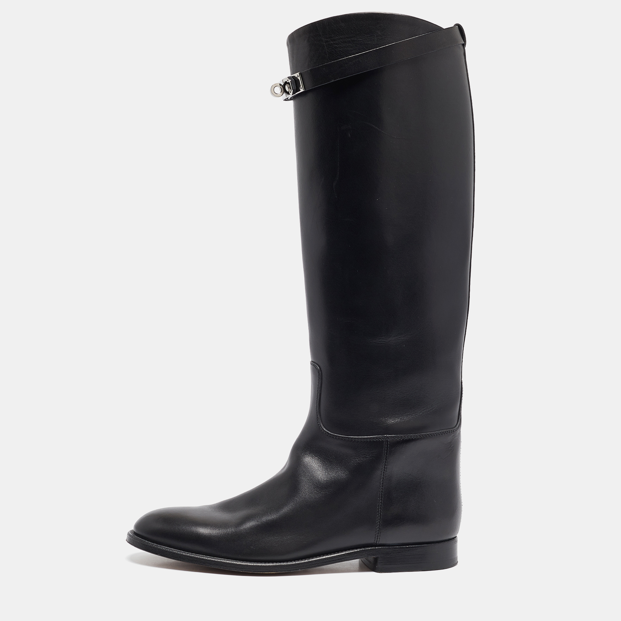 

Hermes Black Leather Jumping Knee Length Boots Size