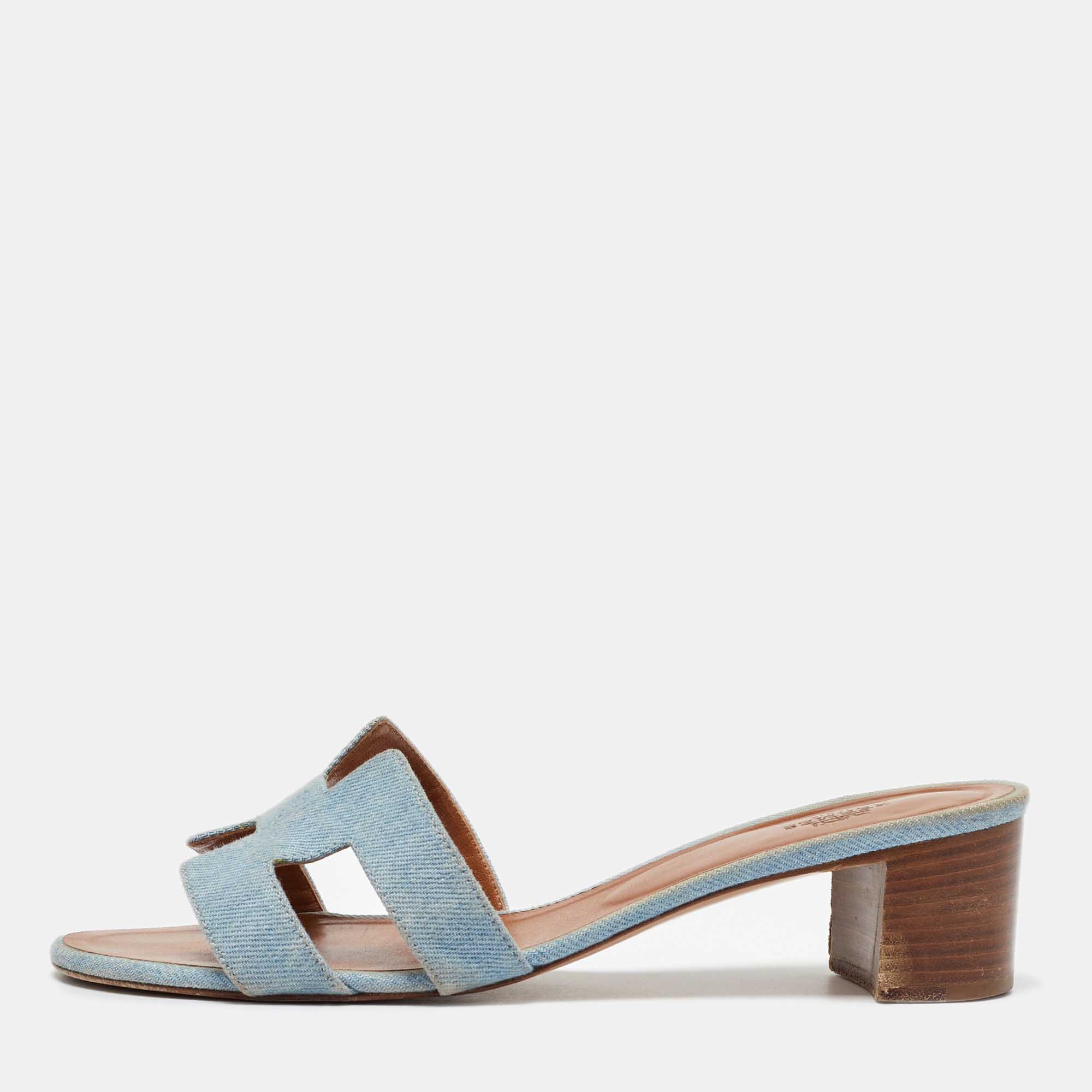 

Hermes Blue Denim Oasis Slide Sandals Size