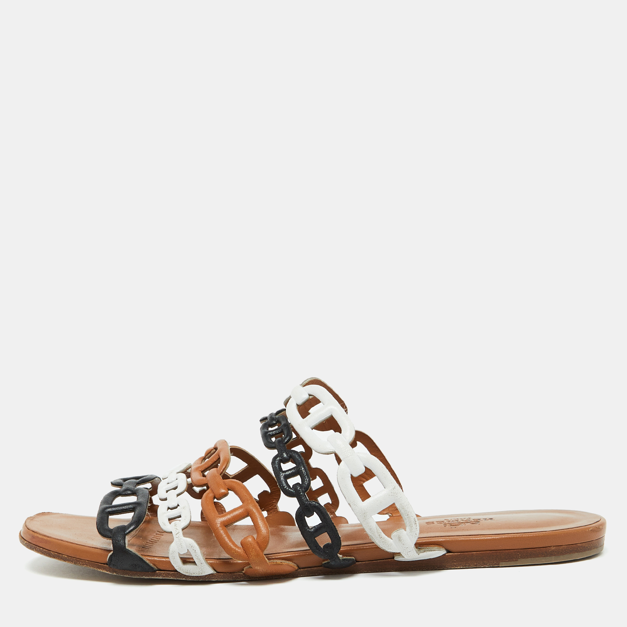 

Hermes Multicolor Leather Thalassa Flat Sandals Size