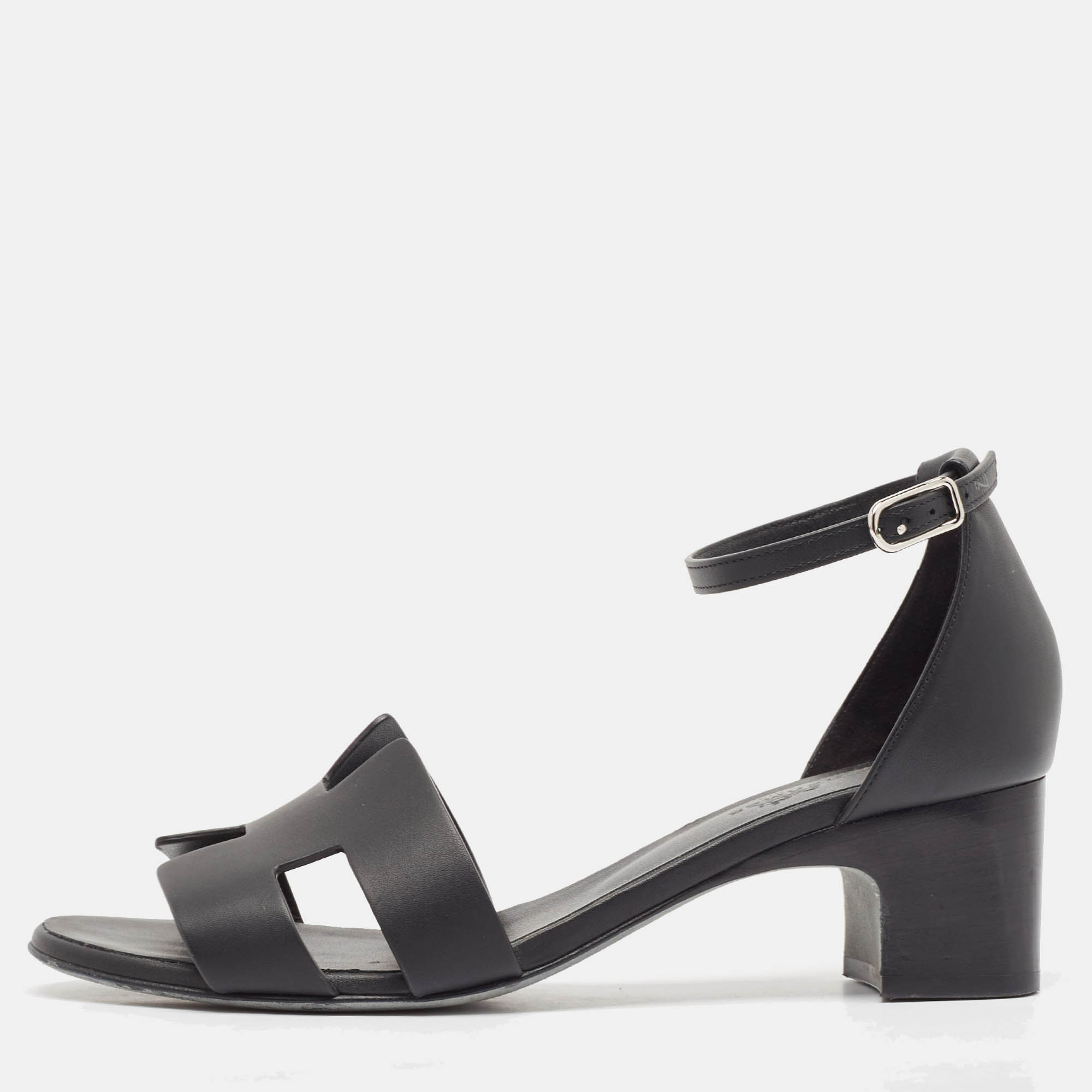 

Hermes Black Leather Encens Sandals Size