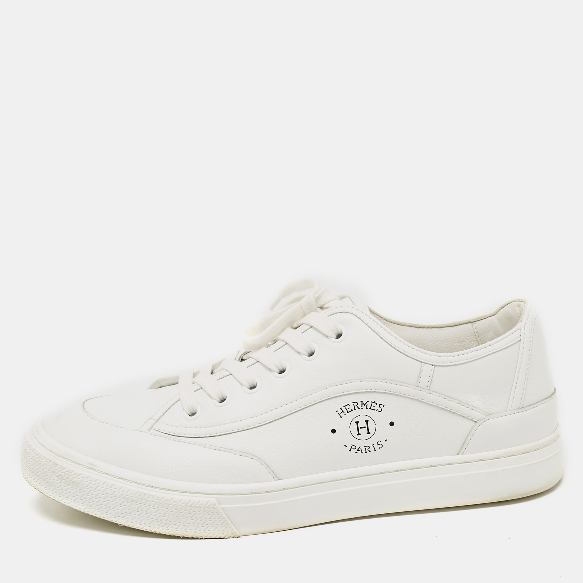 

Hermes White Leather Get Low Top Sneakers Size