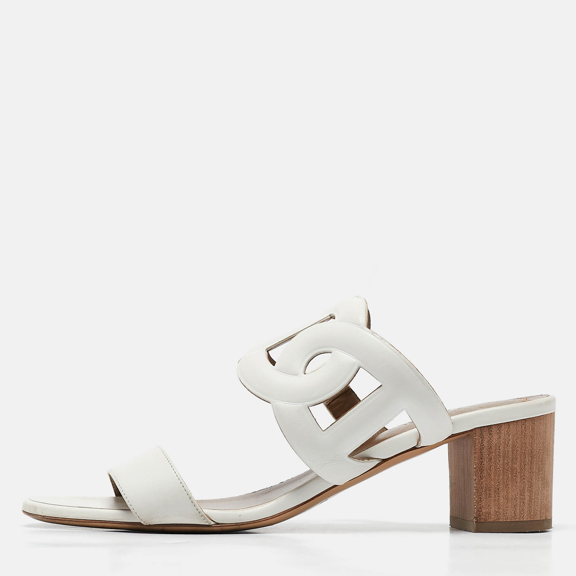 

Hermes White Leather Bikini Sandals Size