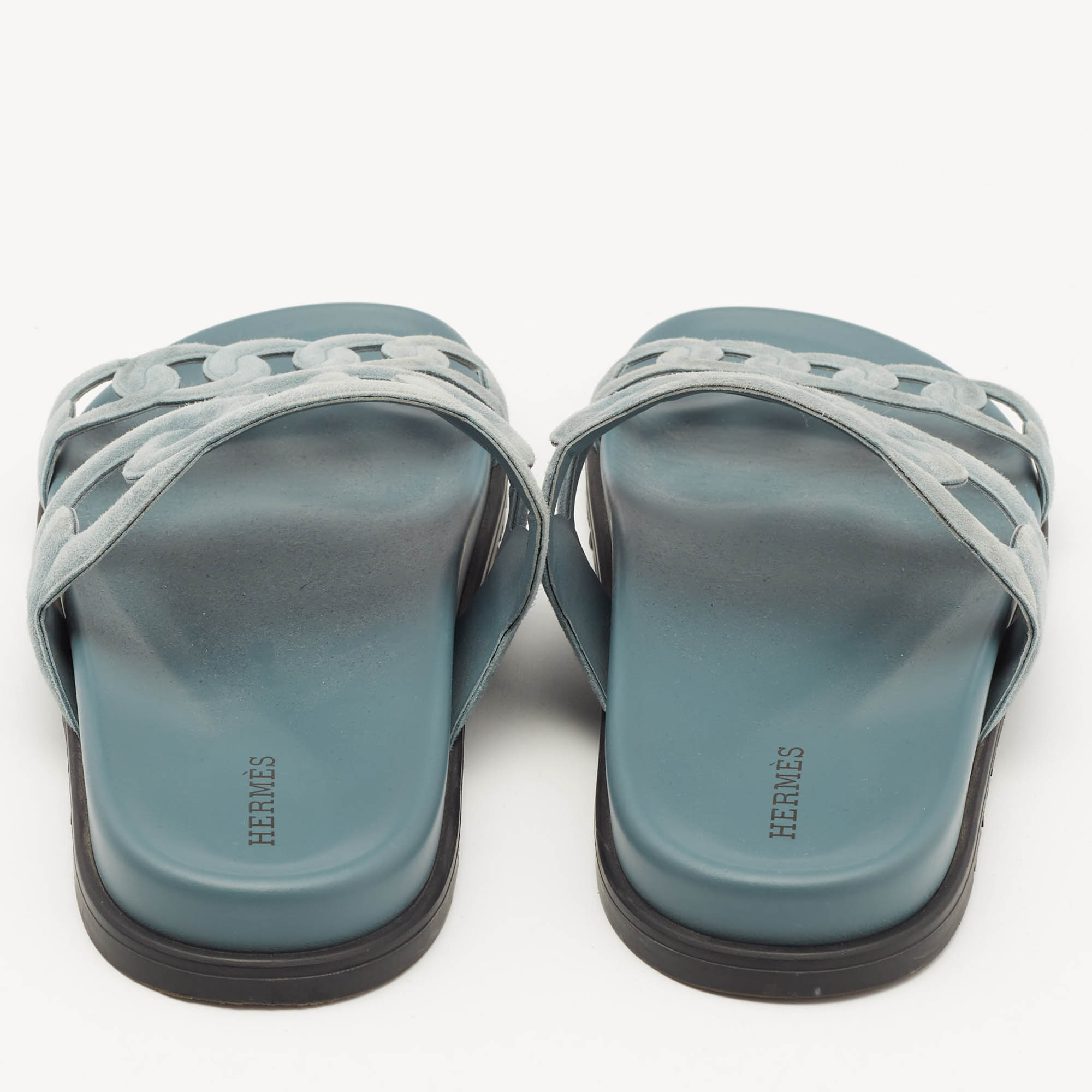 Hermes Light Blue Suede Extra Flat Sandals Size 40 