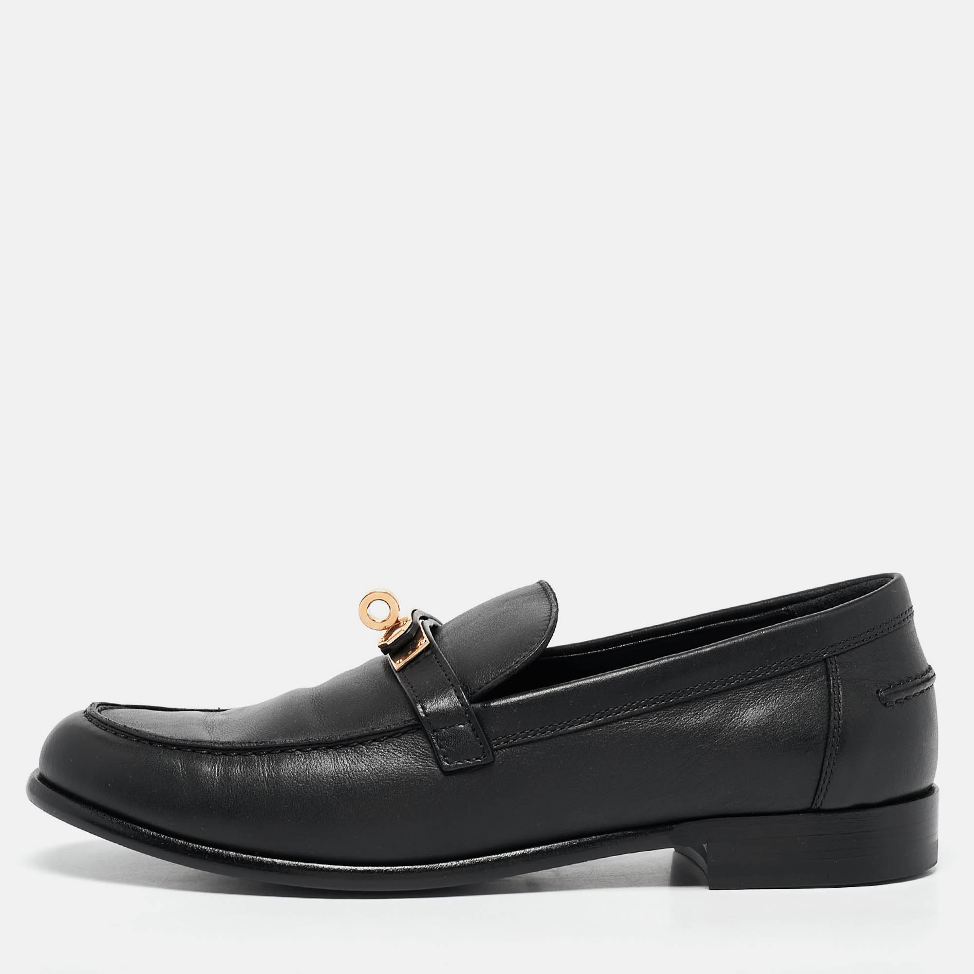 

Hermès Black Leather Destin Loafers Size