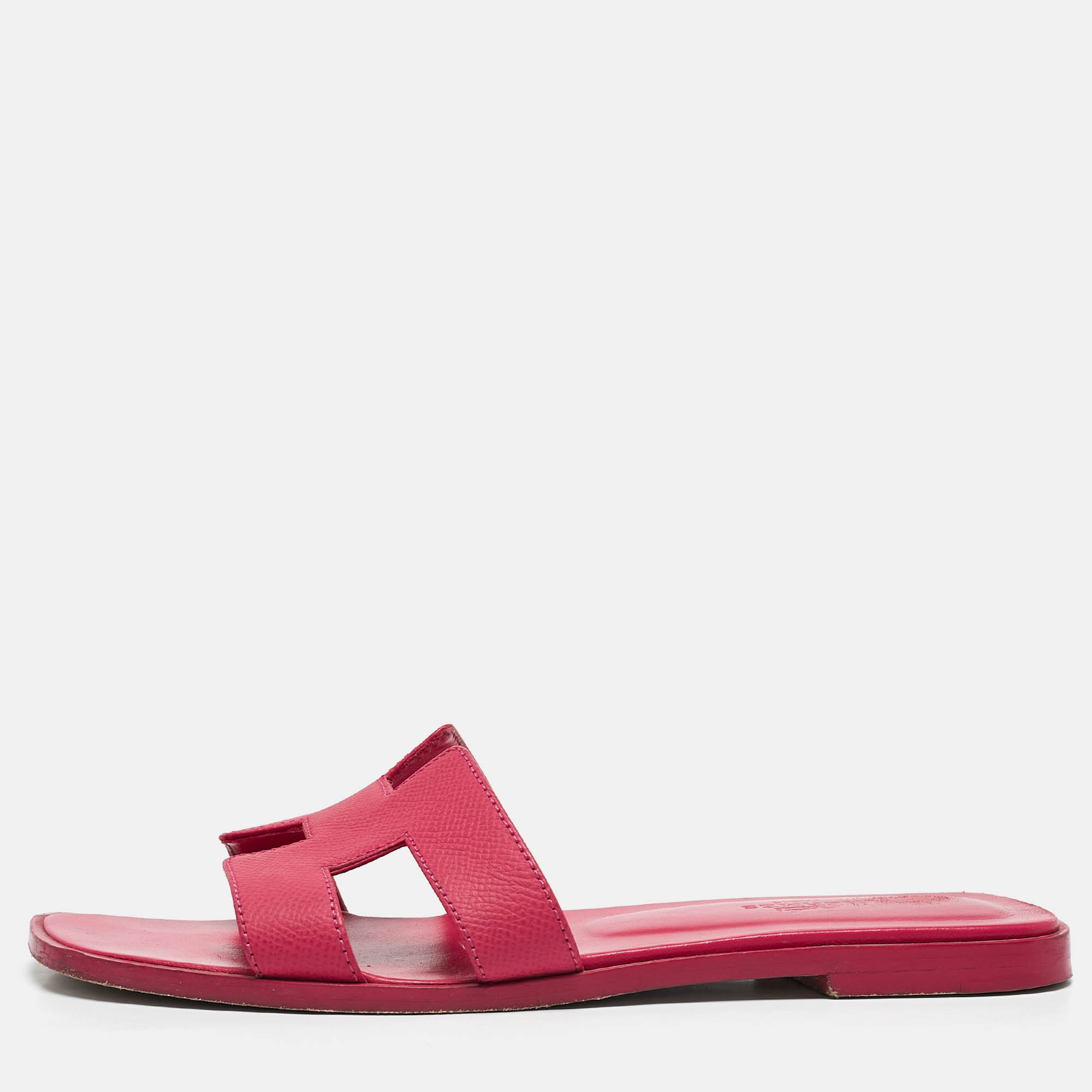 

Hermès Pink Leather Oran Flat Slide Sandals Size