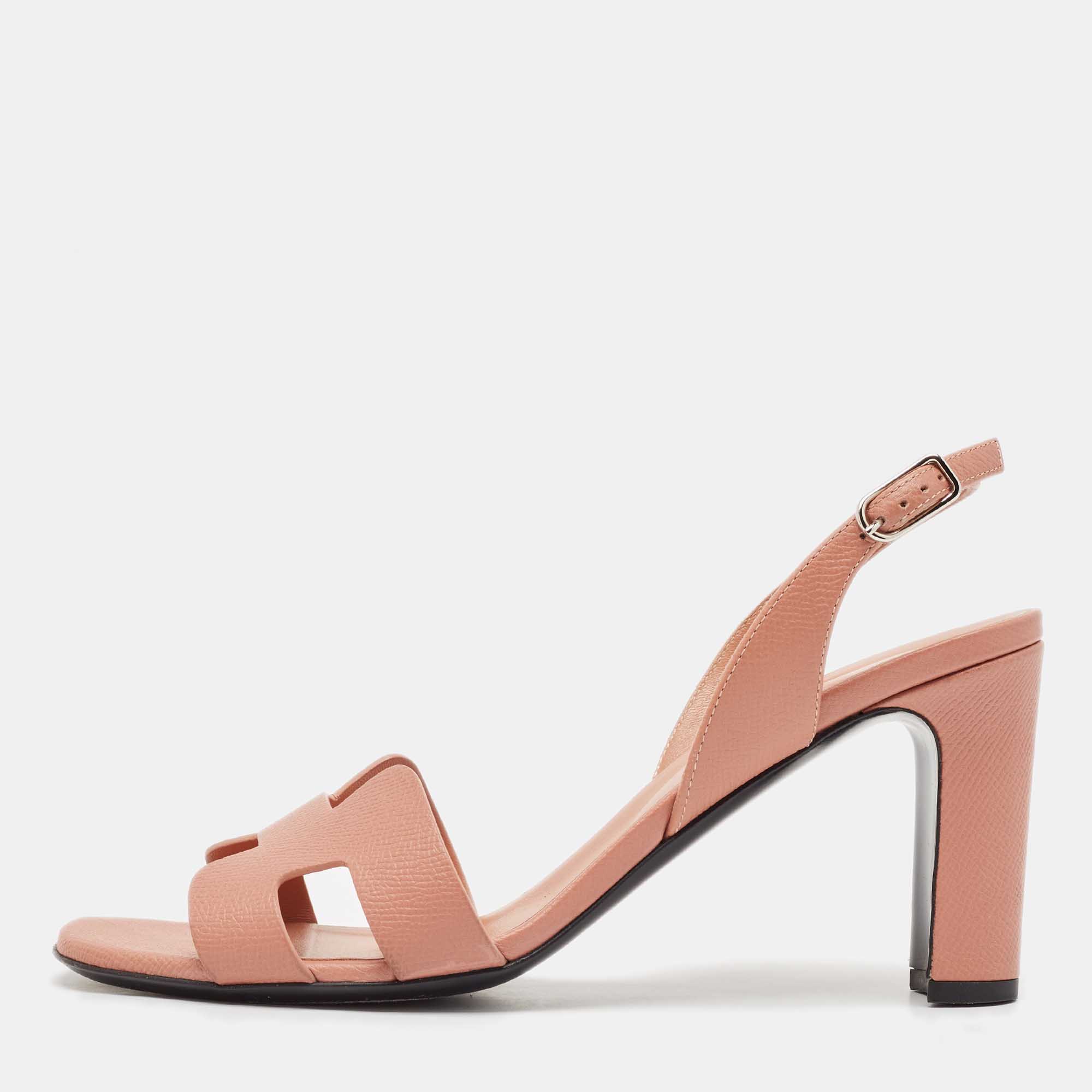 

Hermes Dusty Pink Leather Eternite Sandals Size