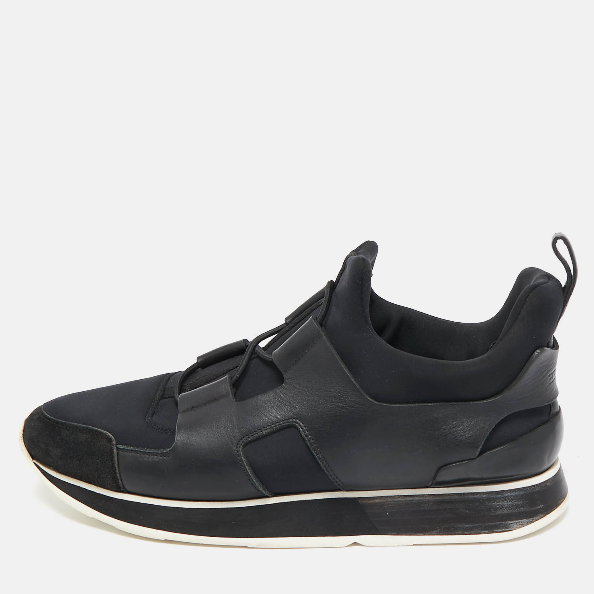 

Hermes Black Leather And Neoprene Player Low Top Sneakers Size