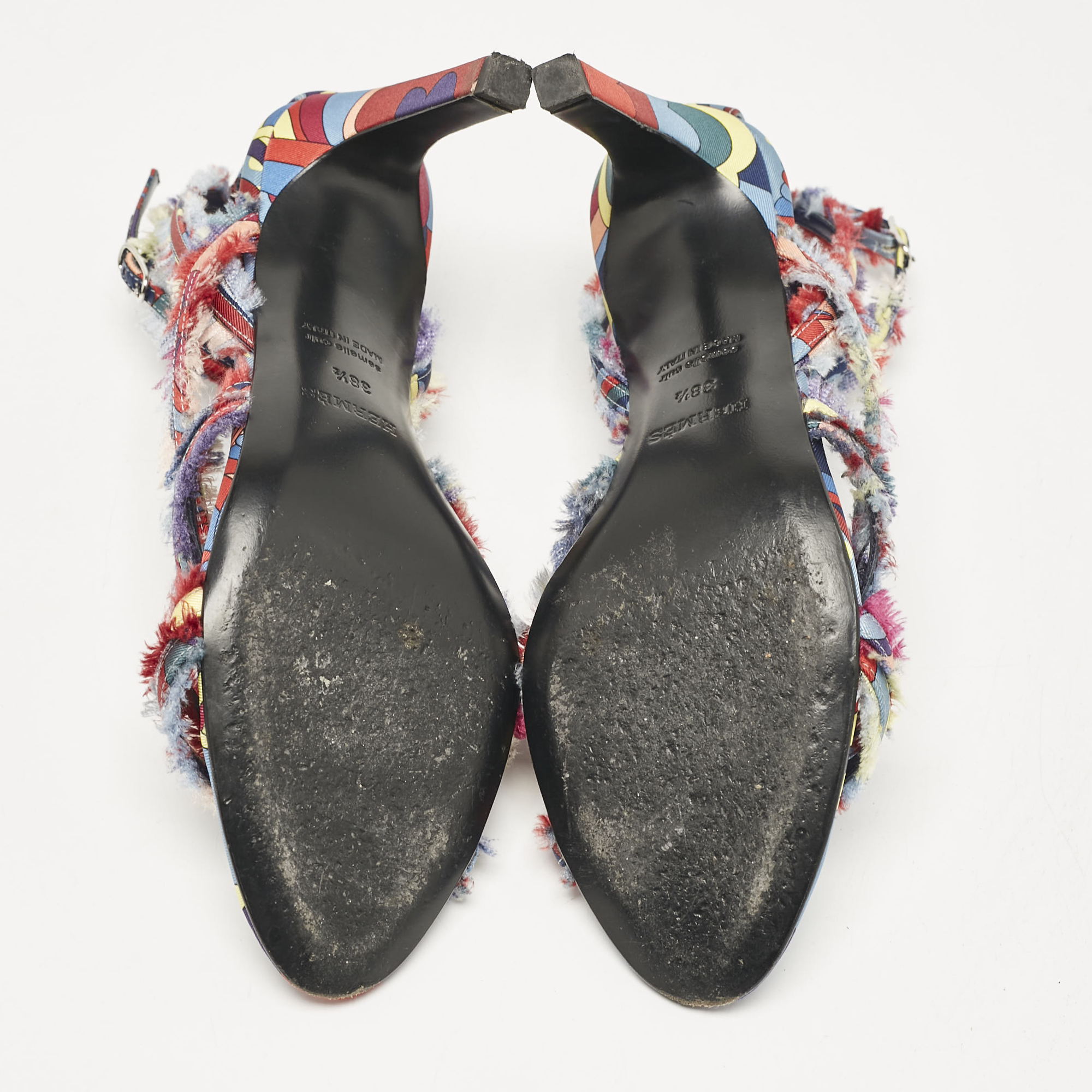 Hermes Multicolor Canvas Ankle Strap Sandals Size 38.5 
