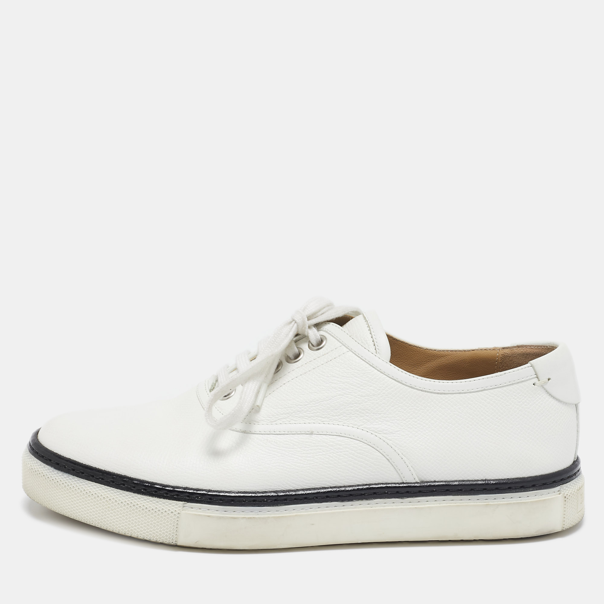 

Hermes White Leather Lace Up Sneakers Size