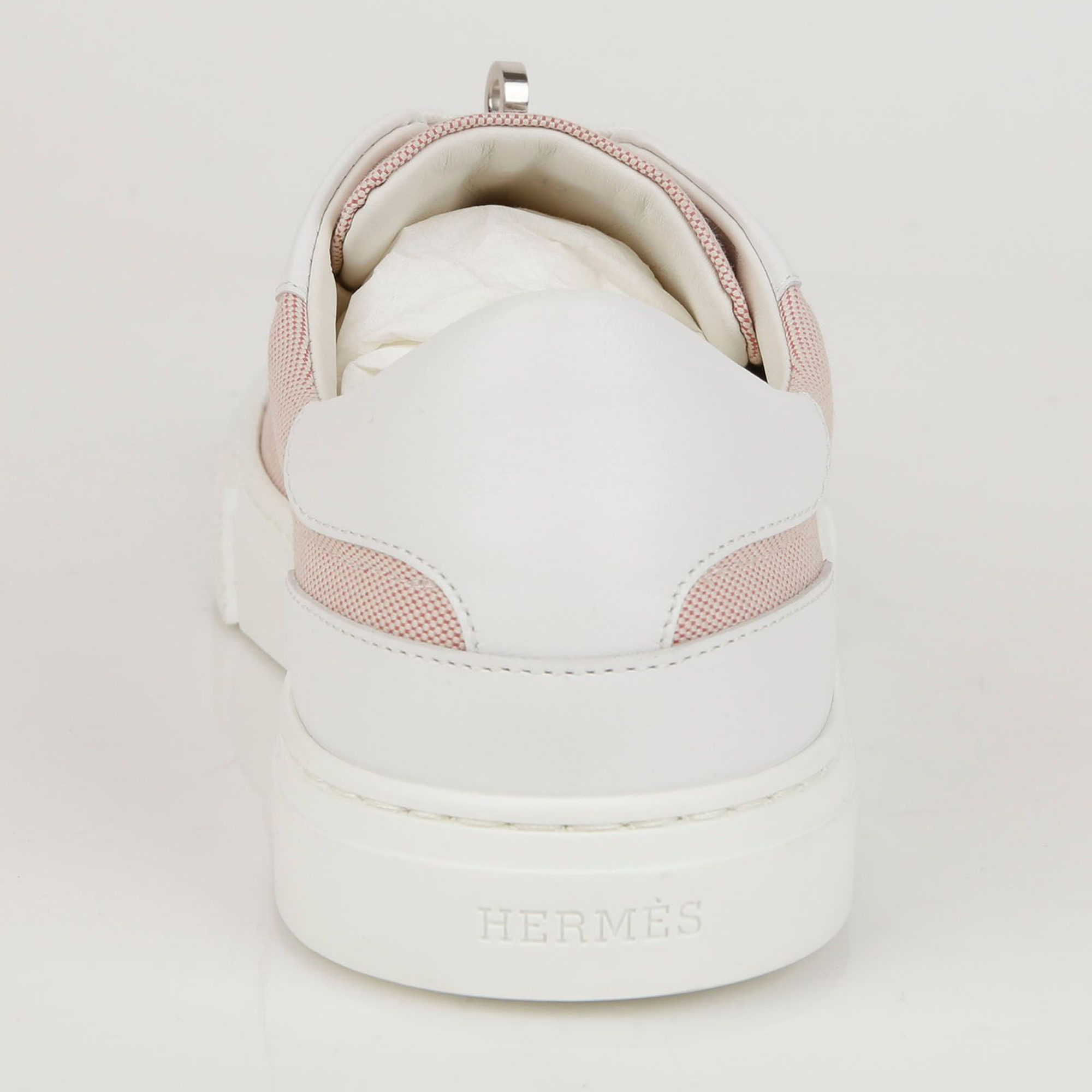 Hermes Framboise White Canvas and Leather Day Kelly Sneakers Size 37 