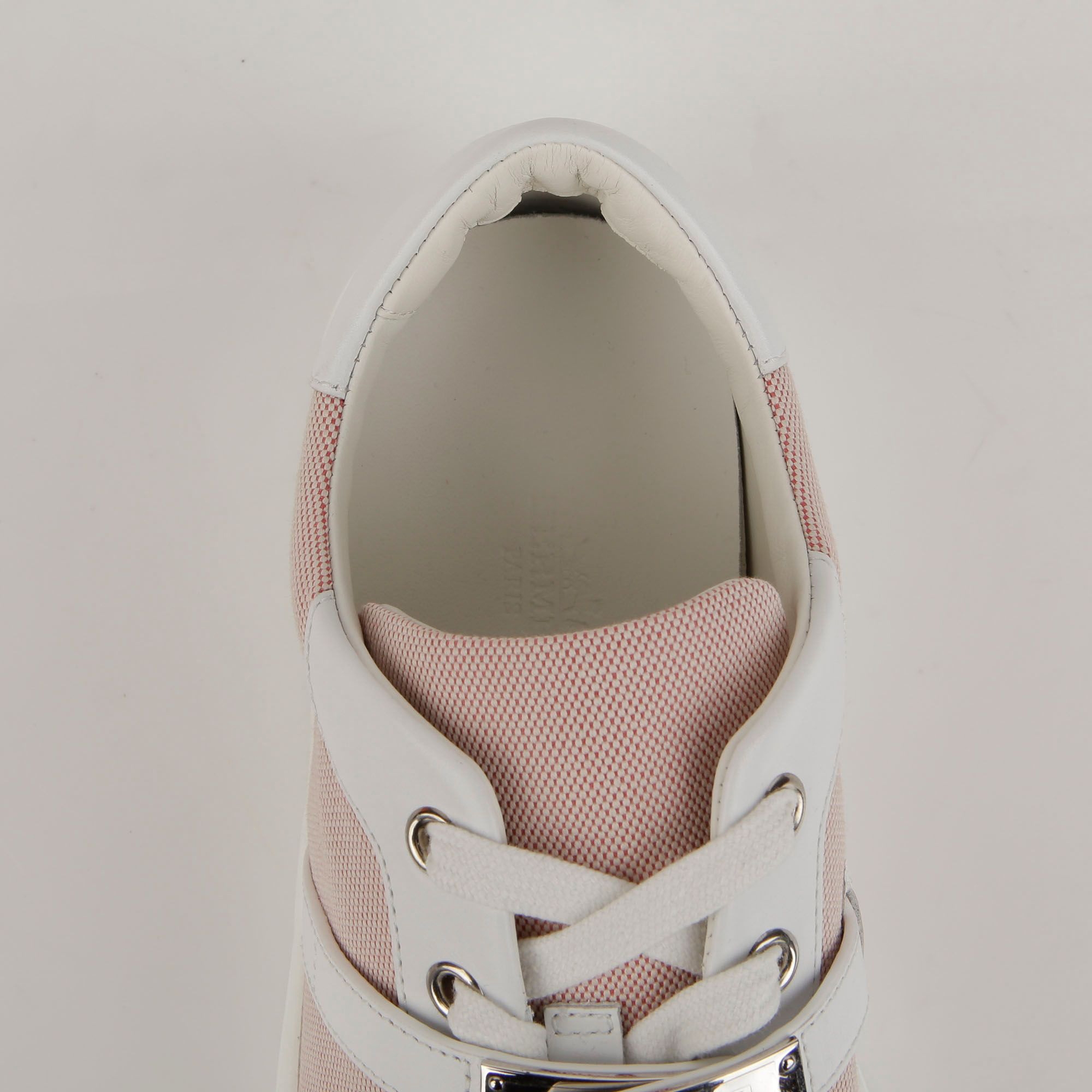 Hermes Framboise White Canvas and Leather Day Kelly Sneakers Size 37 
