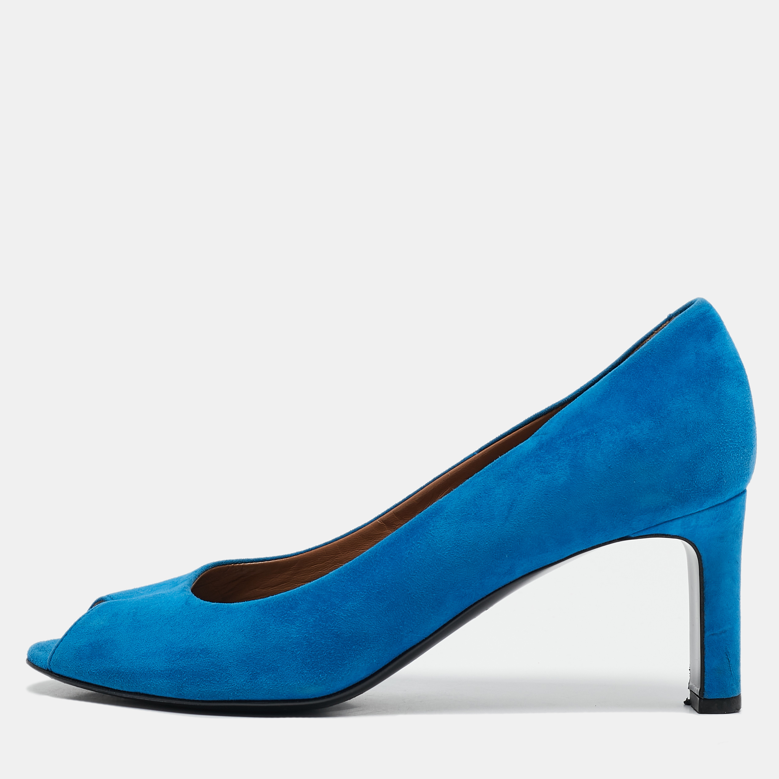 

Hermes Blue Suede Peep Toe Pumps Size