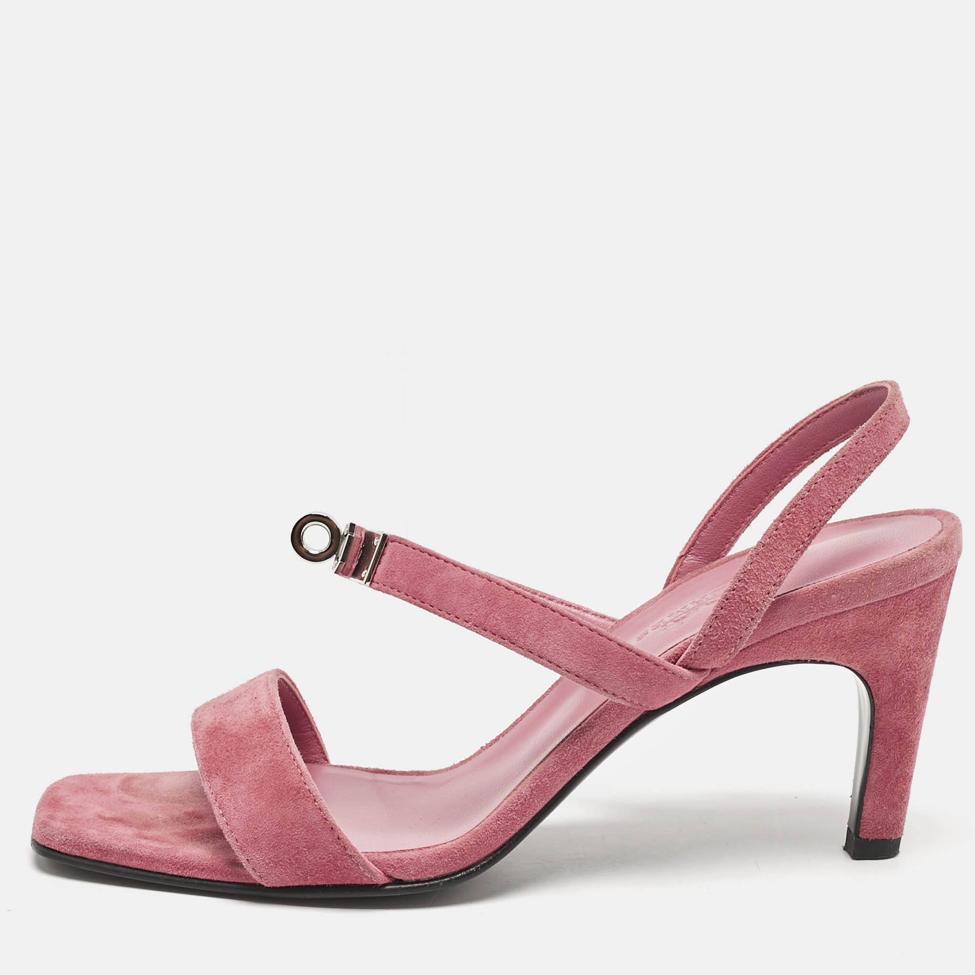 

Hermes Pink Suede Glamour Slingback Sandals Size