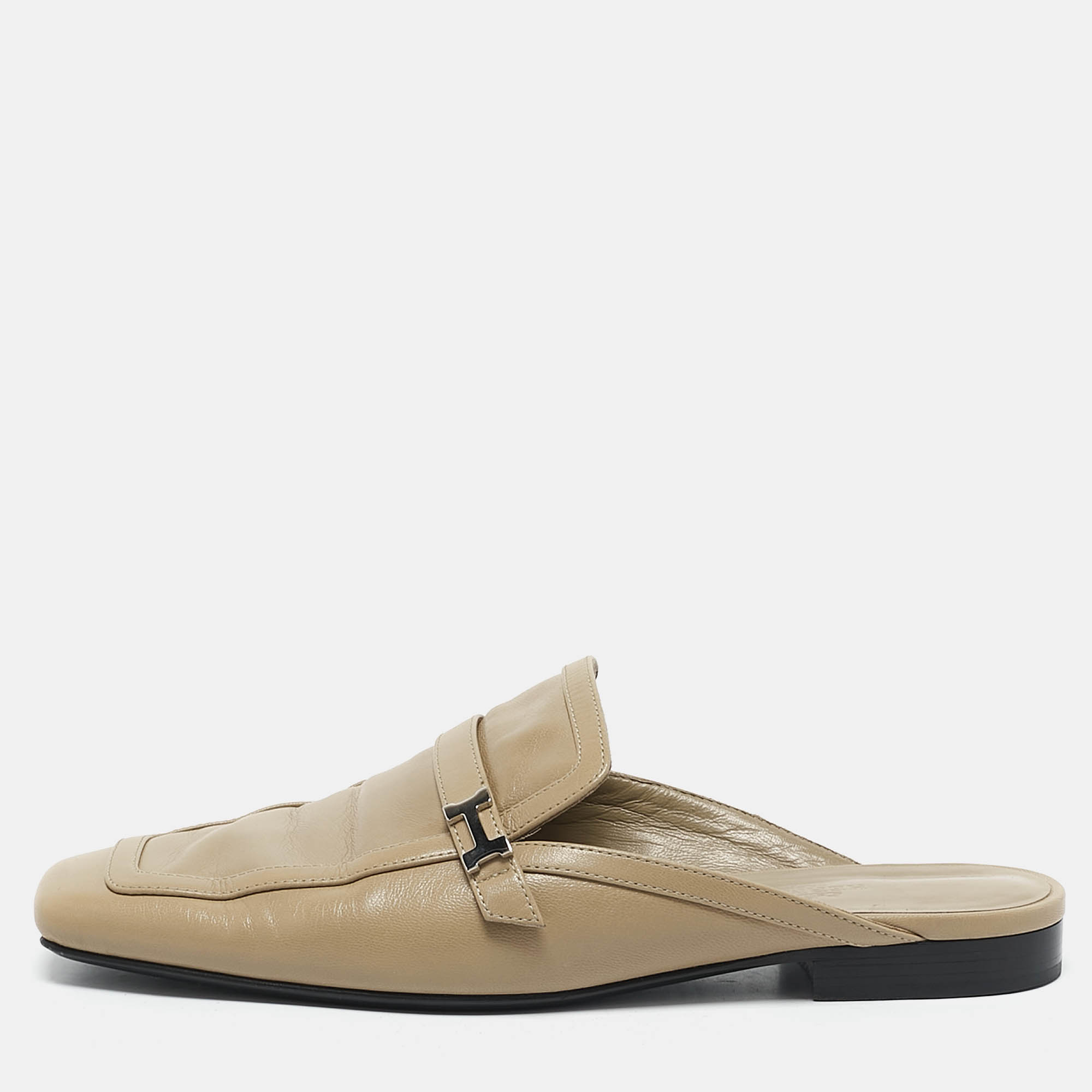 

Hermes Beige Leather Groupie Flat Mules Size