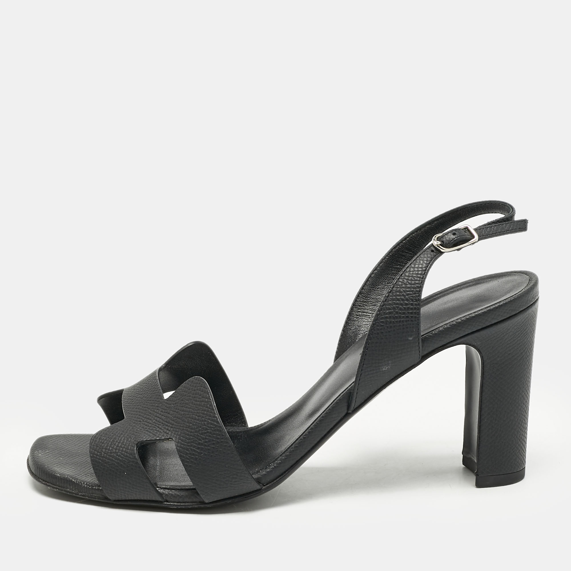 

Hermes Black Leather Eternite Slingback Sandals Size
