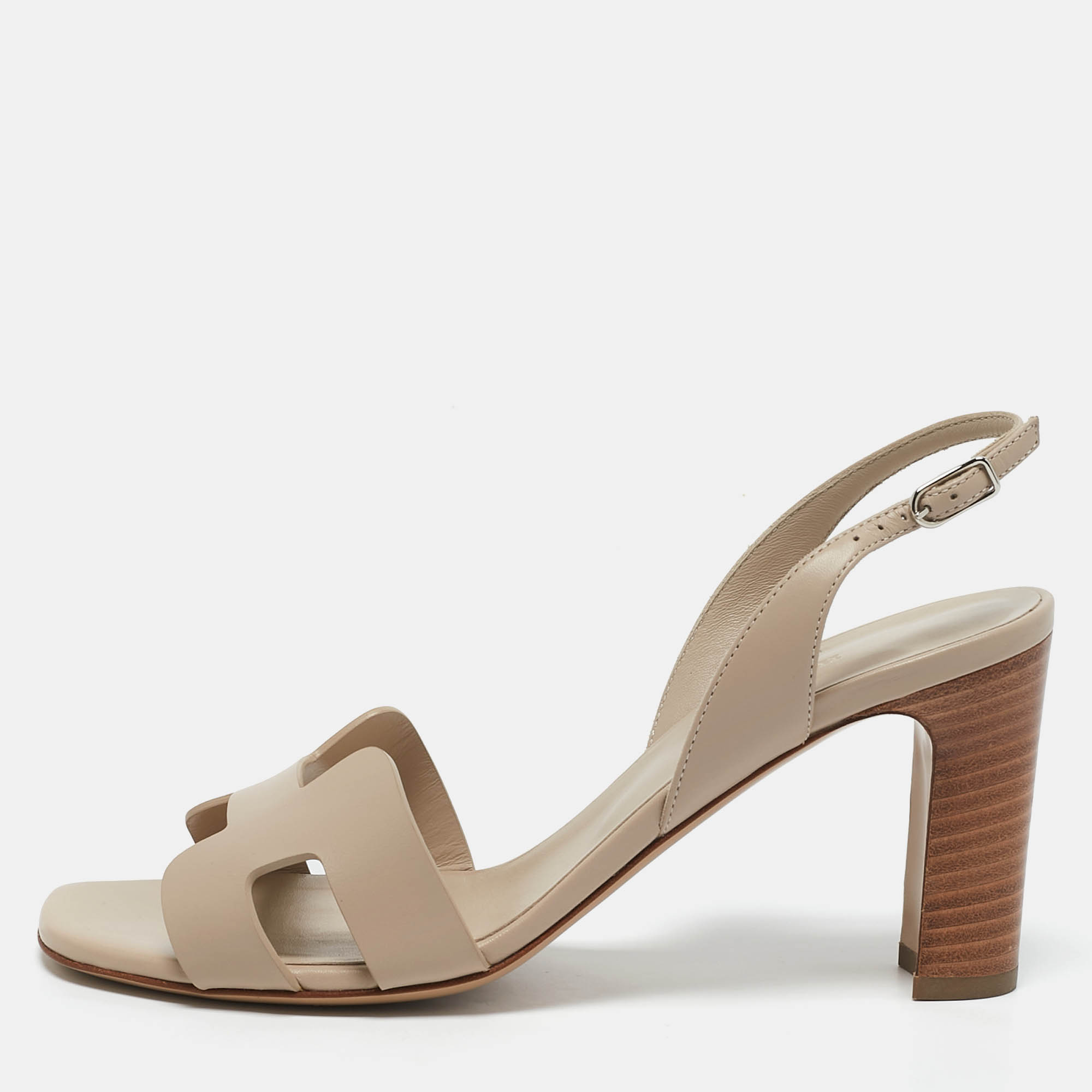 

Hermes Beige Leather Eternite Slingback Sandals Size