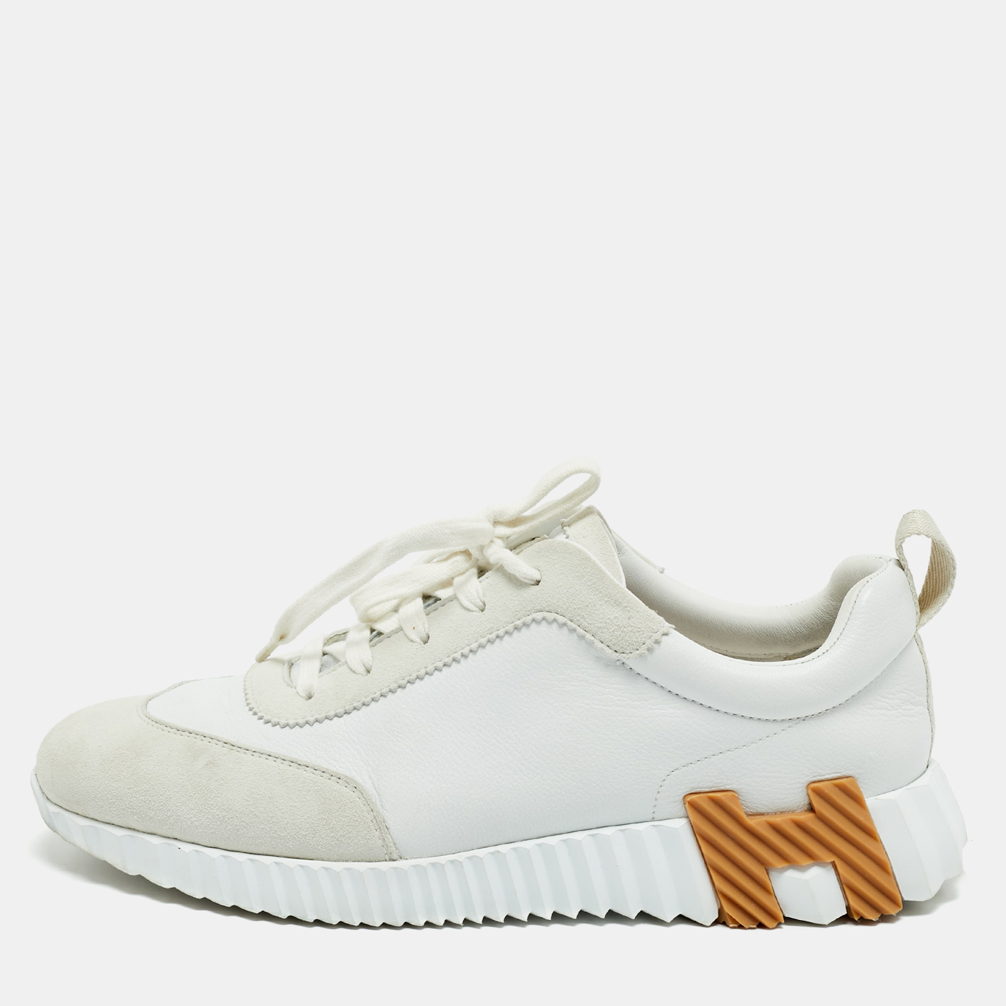 

Hermès White Leather and Suede Bouncing Low Top Sneakers Size