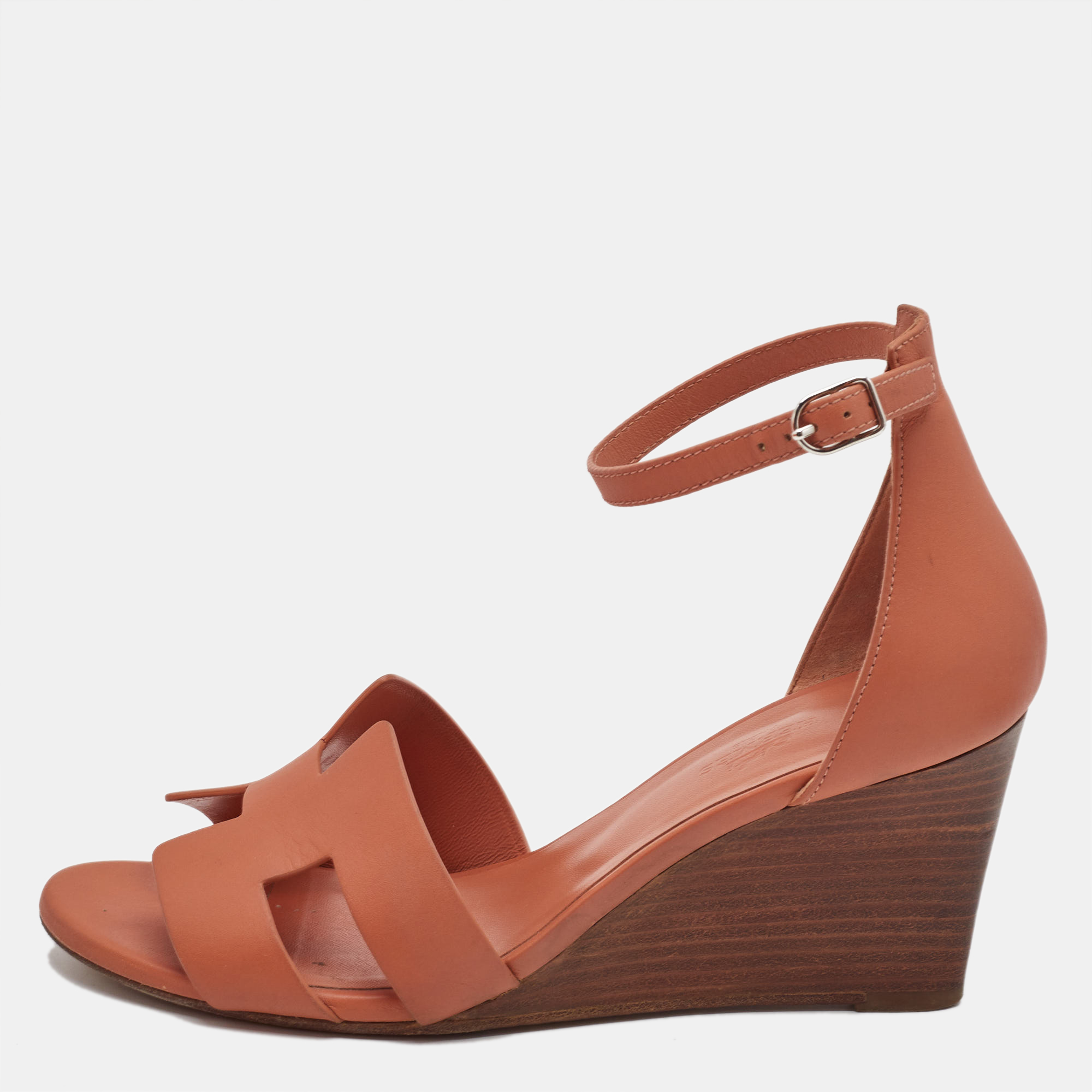 

Hermes Orange Leather Legend Wedge Sandals Size
