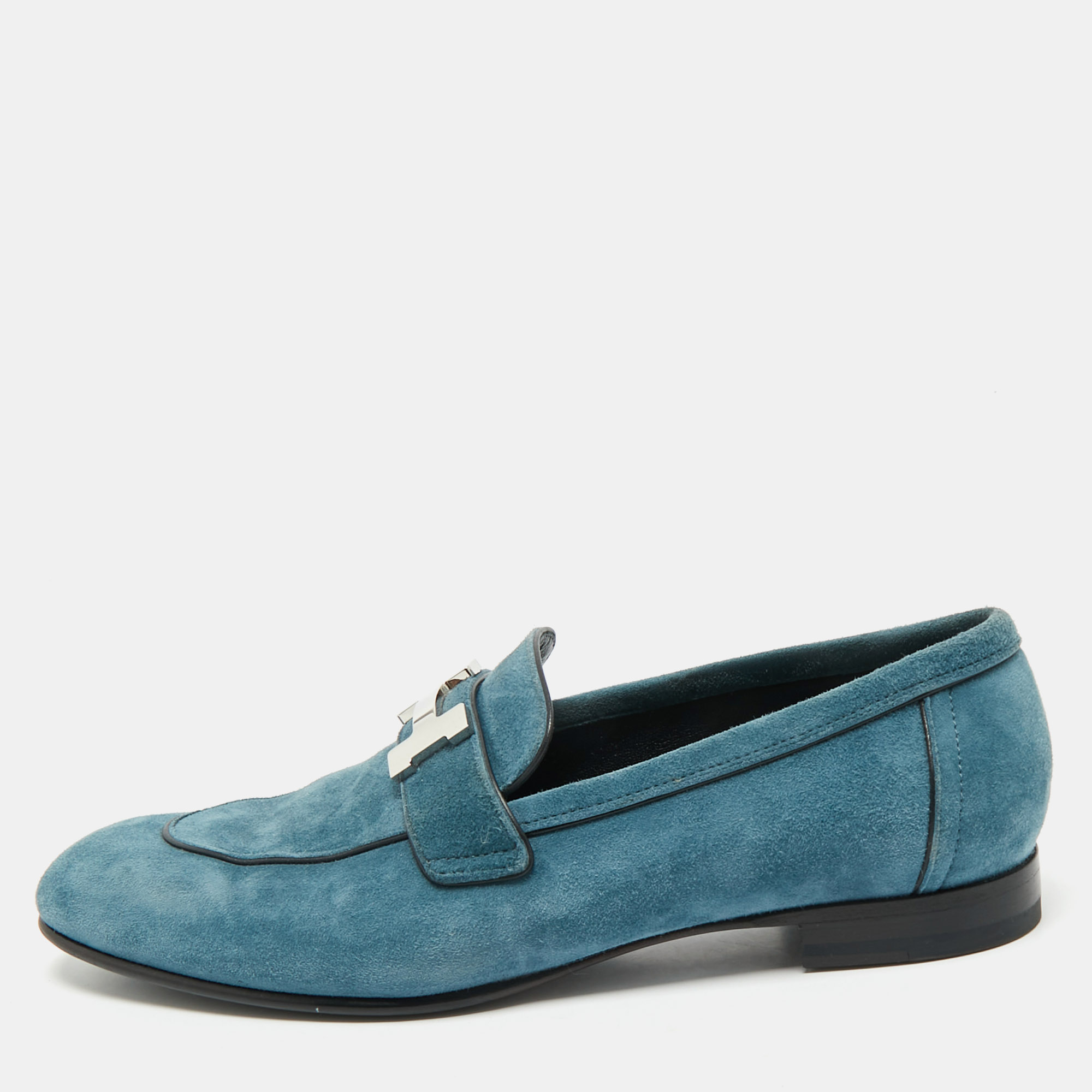 

Hermes Blue Suede Paris Loafers Size