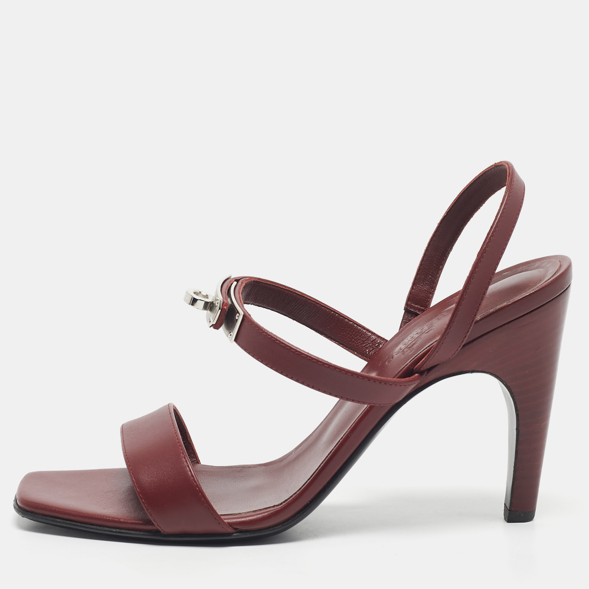 

Hermes Red Leather Glamour Slingback Sandals Size