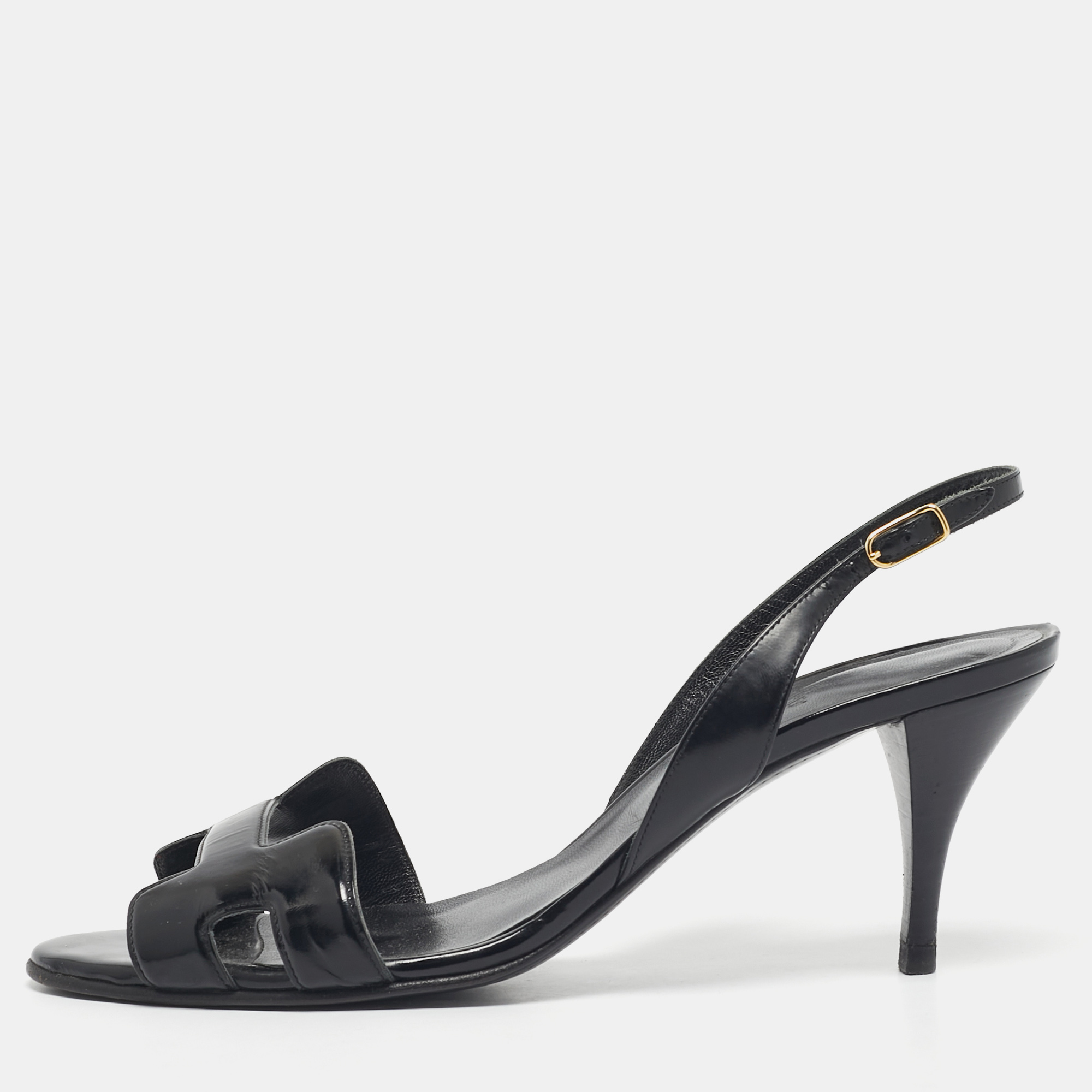 

Hermes Black Leather Night Slingback Sandals Size