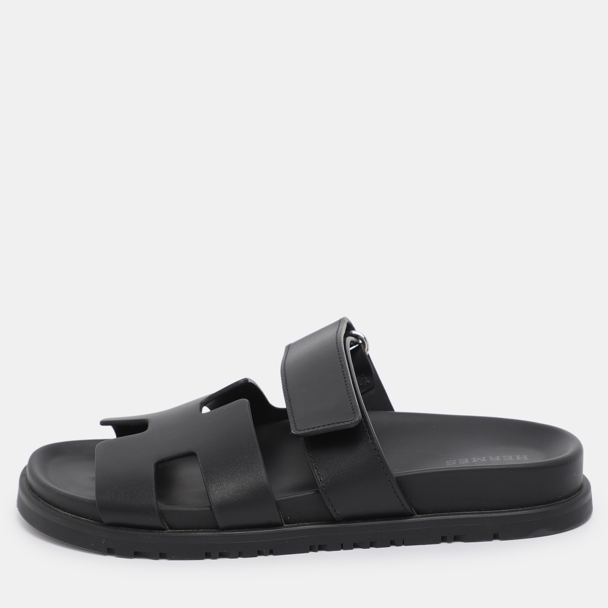 

Hermes Black Leather Chypre Slide Sandals Size 35