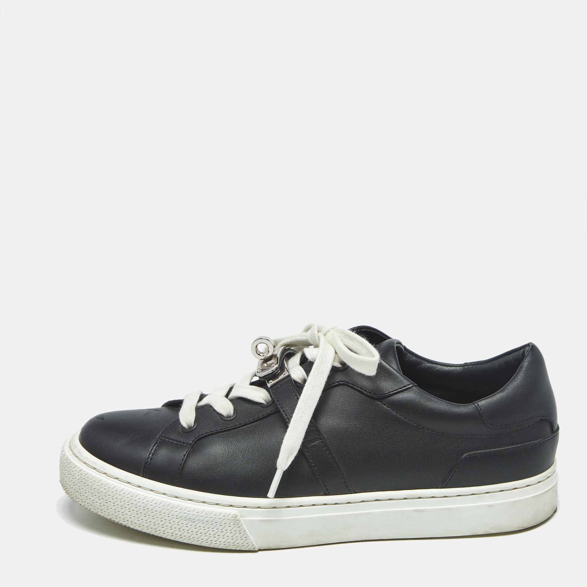 

Hermes Black Leather Day Low Top Sneakers Size