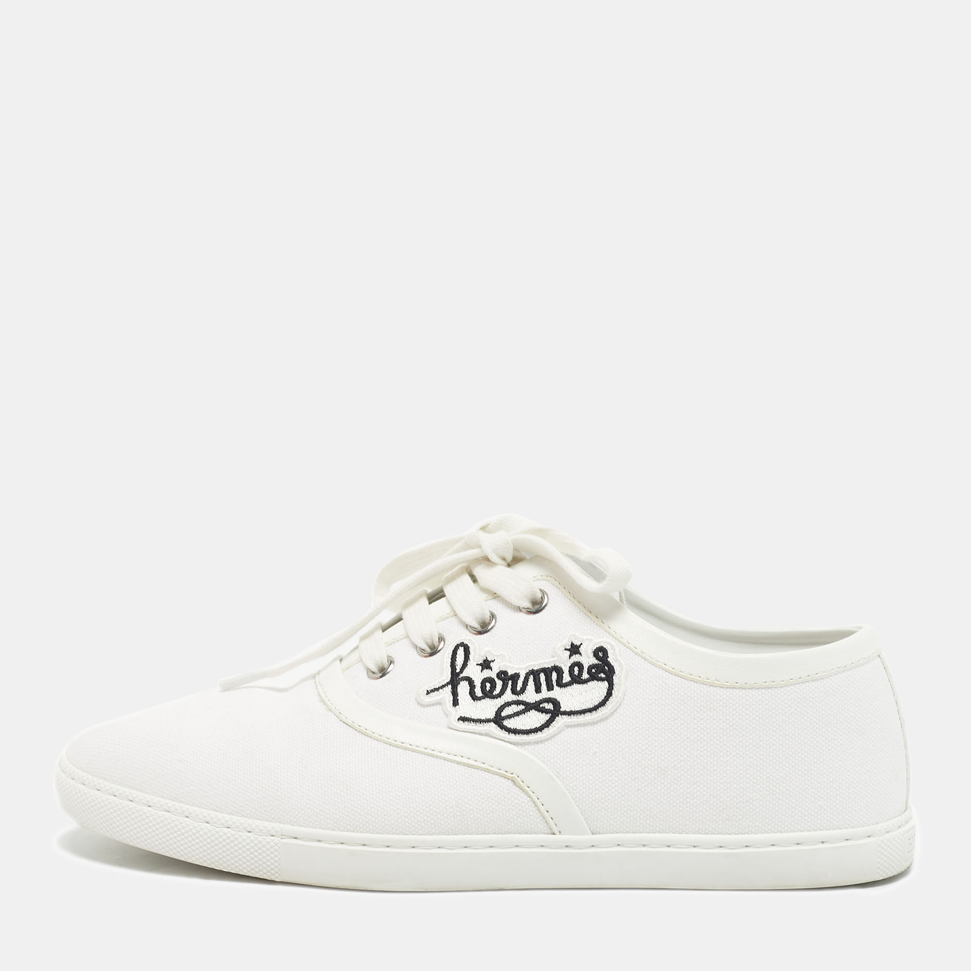 

Hermes White Canvas Innocent Sneakers Size