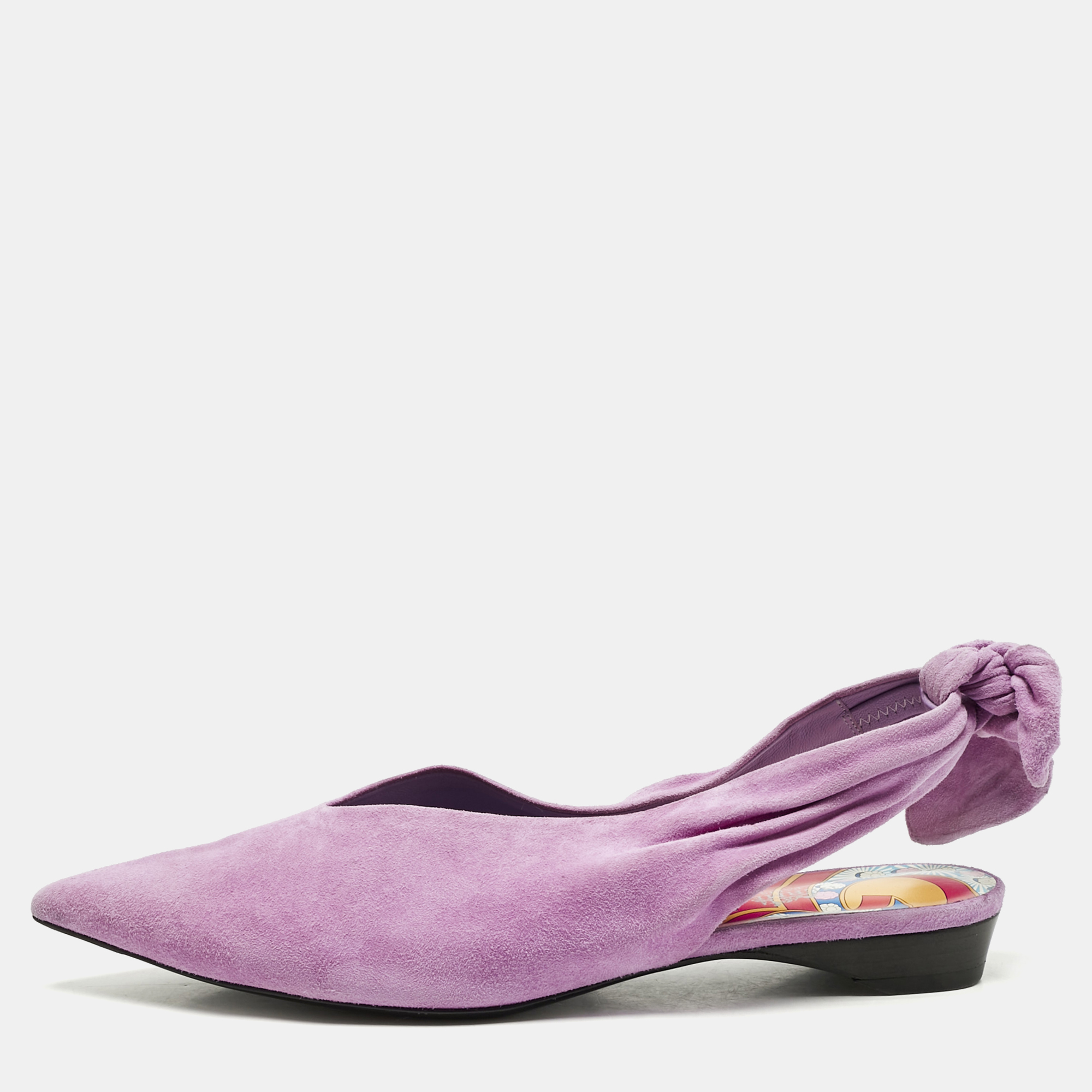 

Hermes Purple Suede Slingback Flats Size