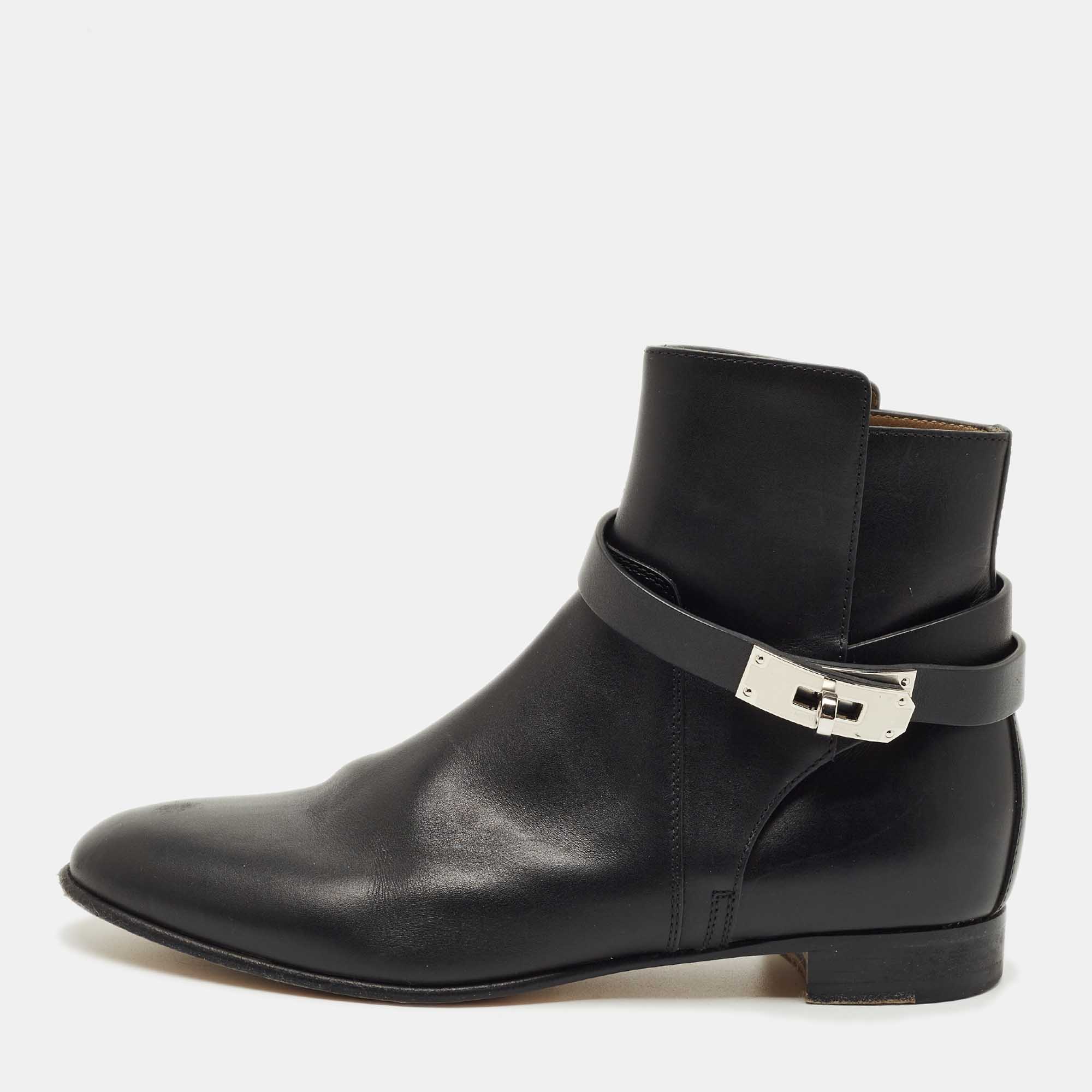 

Hermès Black Leather Neo Ankle Boots Size